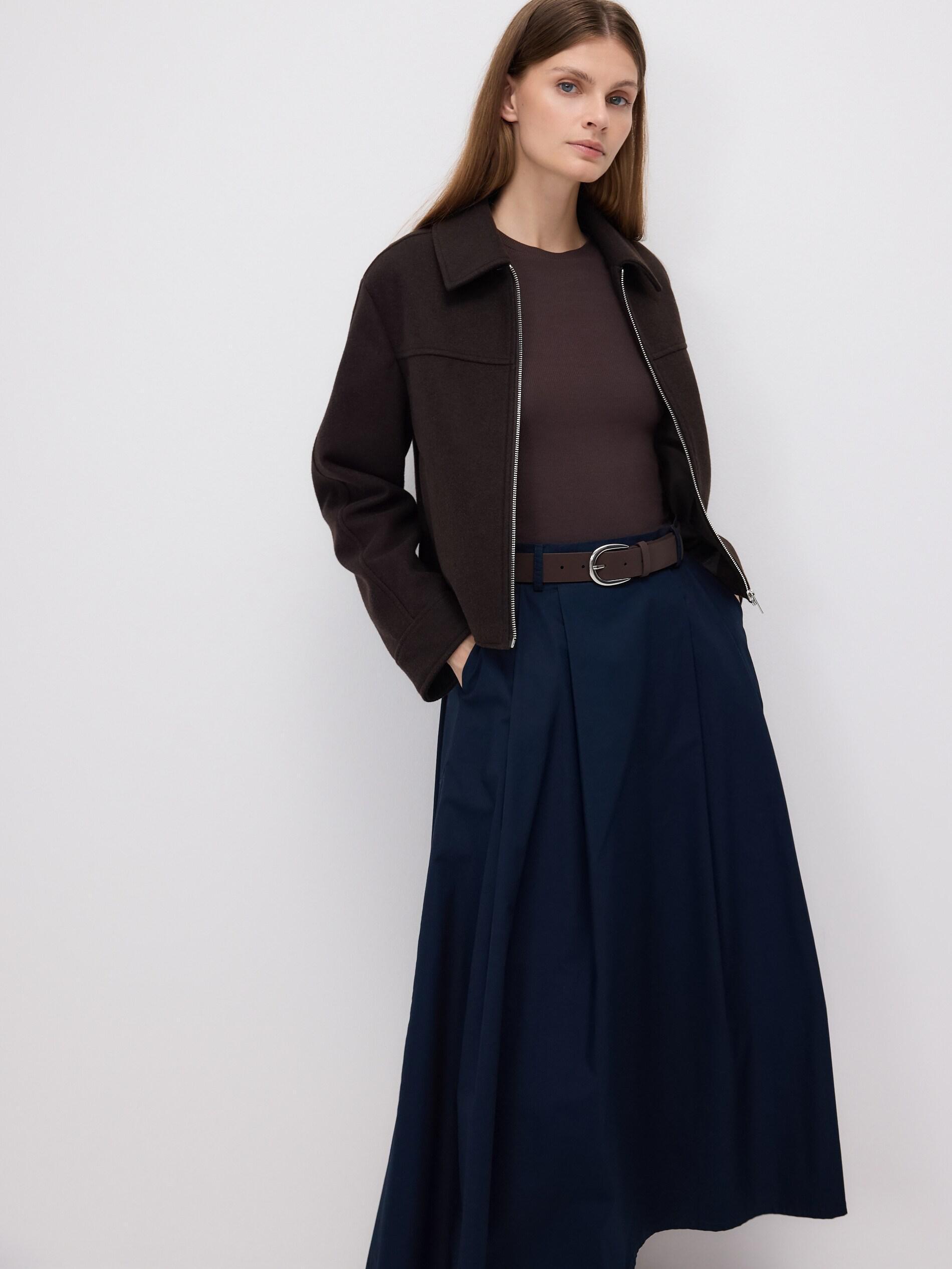 Navy Midi Skirt With Belt, Navy, large image number 2