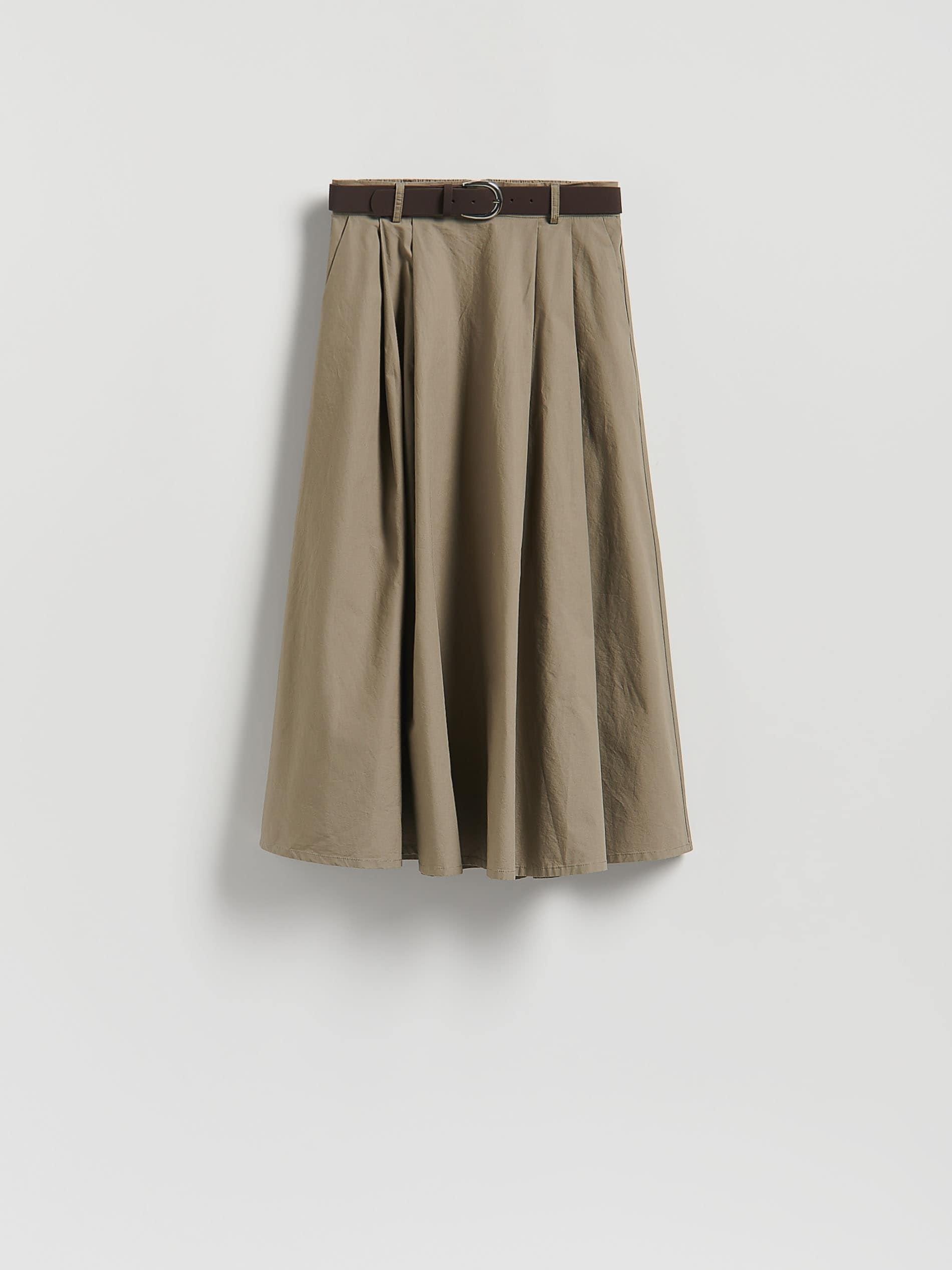 GREEN Midi skirt with belt, , medium