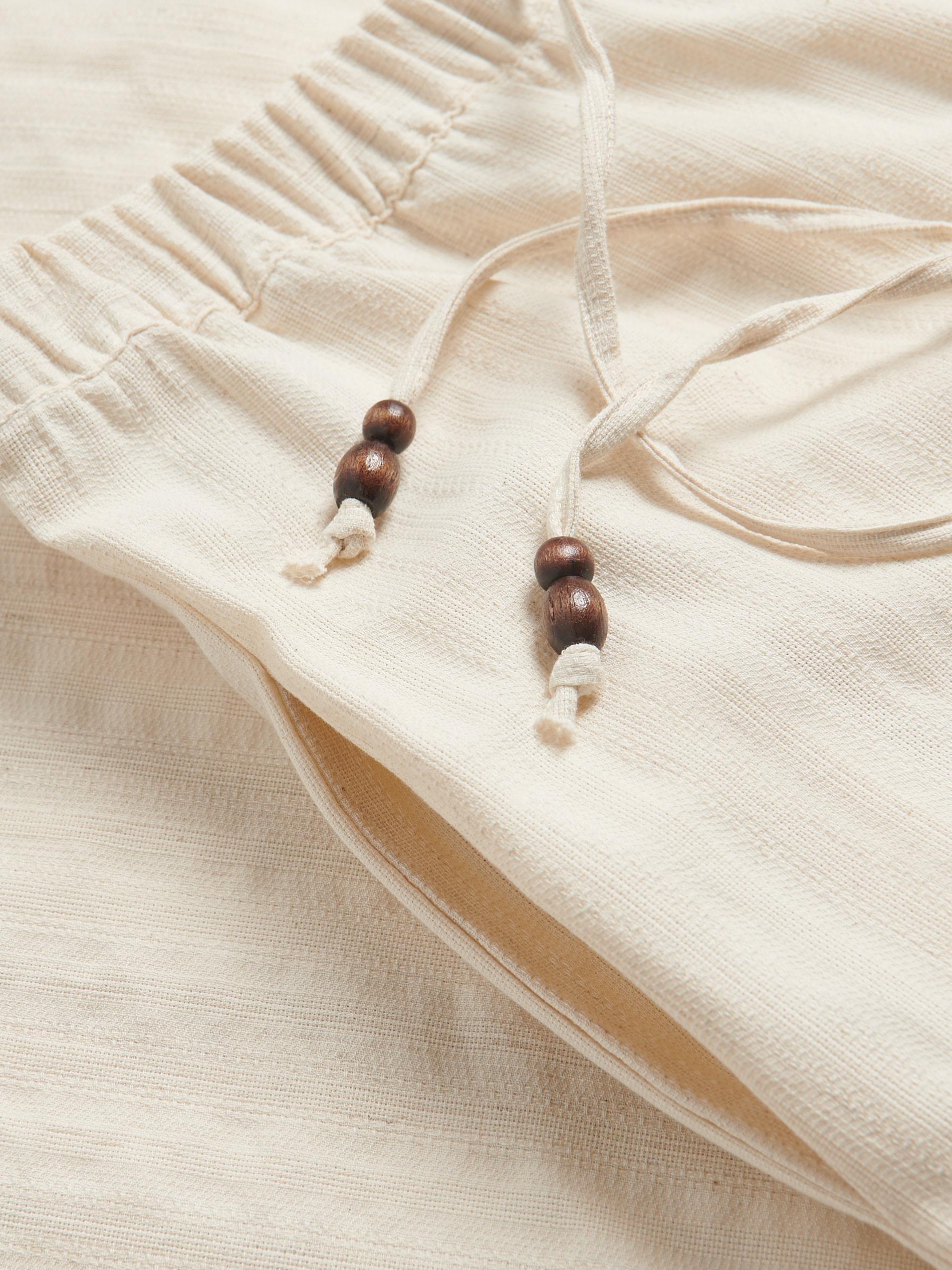 Beige Loose Trousers With Linen Blend, Ivory, large image number 5