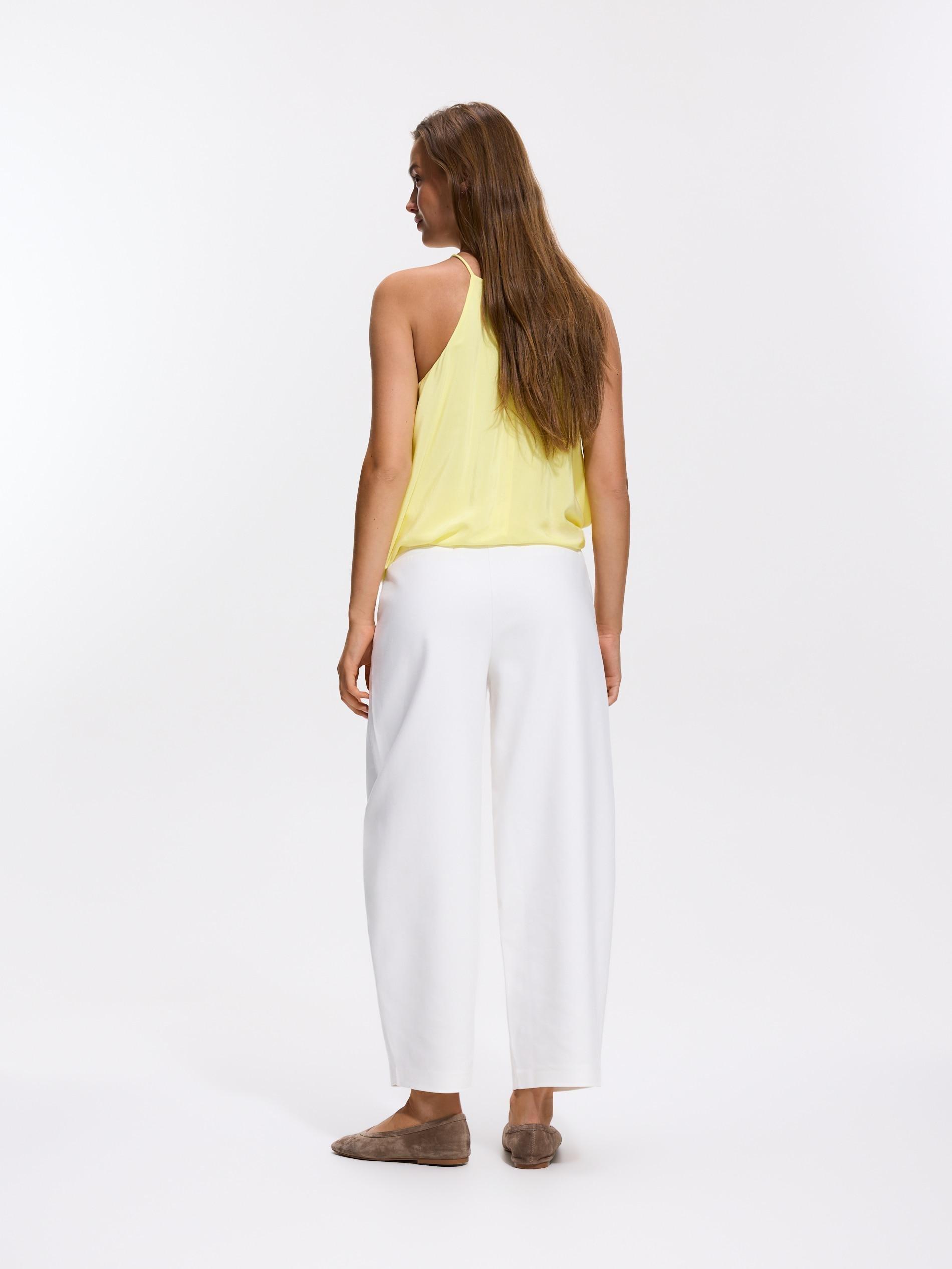 White Barrel Leg Trousers, White, medium