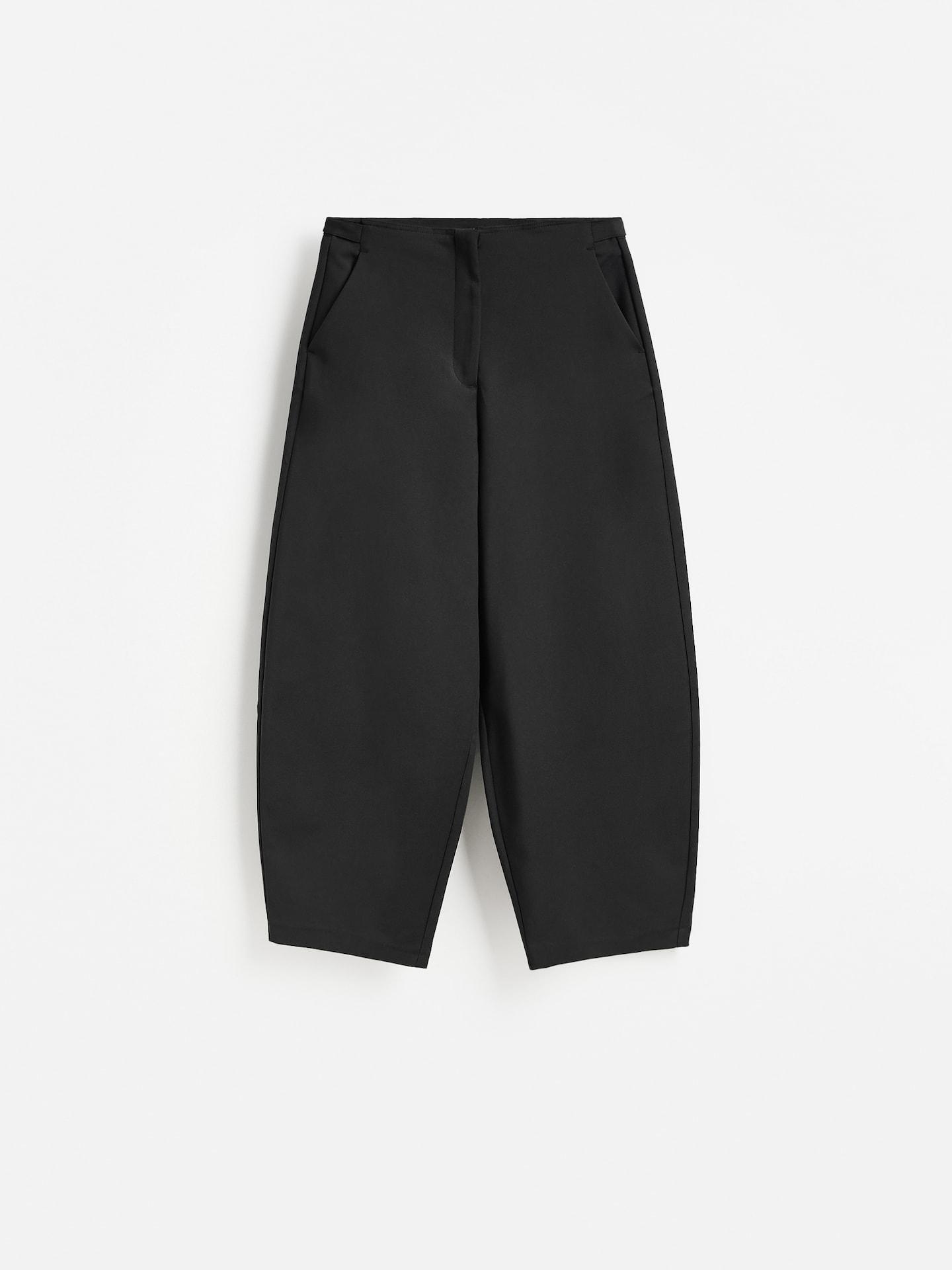 Black Barrel Leg Trousers, Black, large image number 0