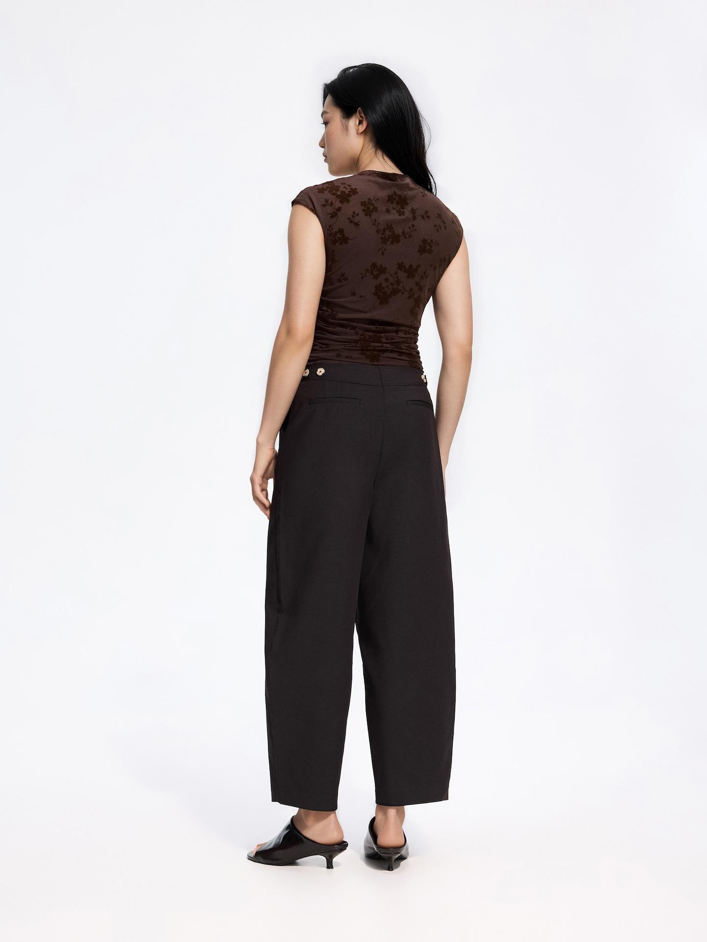 Black Barrel Leg Trousers, Black, medium