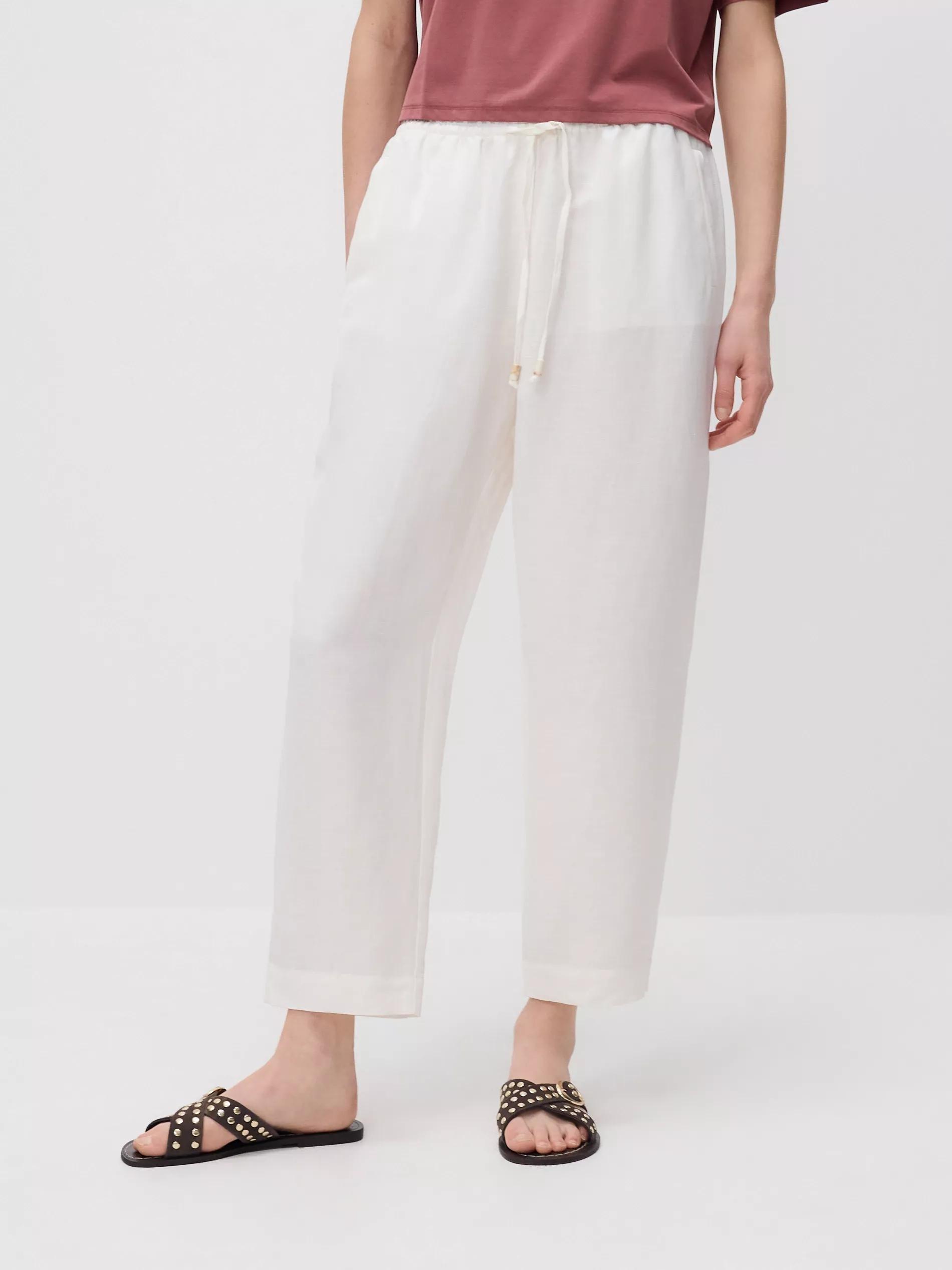 White Linen Rich Joggers, , medium