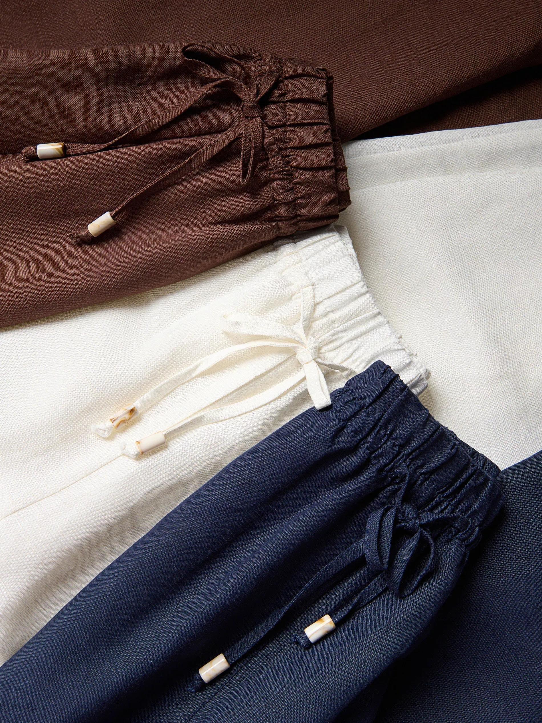 White Linen Rich Joggers, , large image number 4