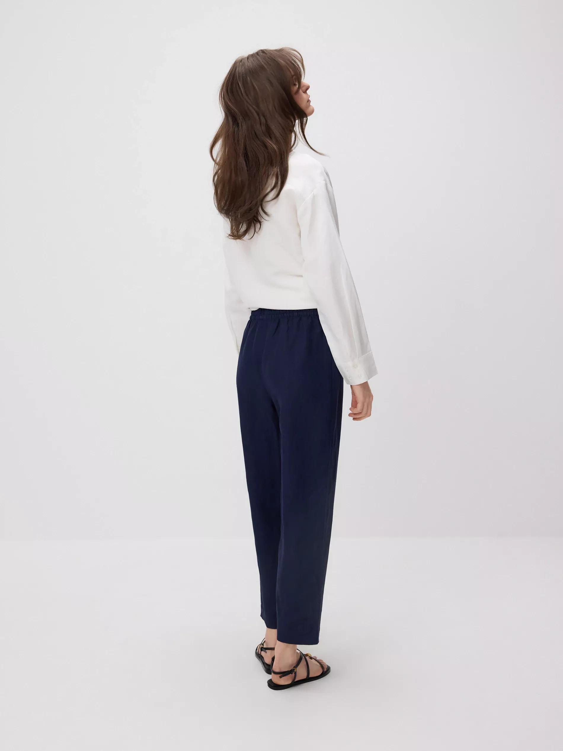 Navy Linen Rich Joggers, , large image number 3