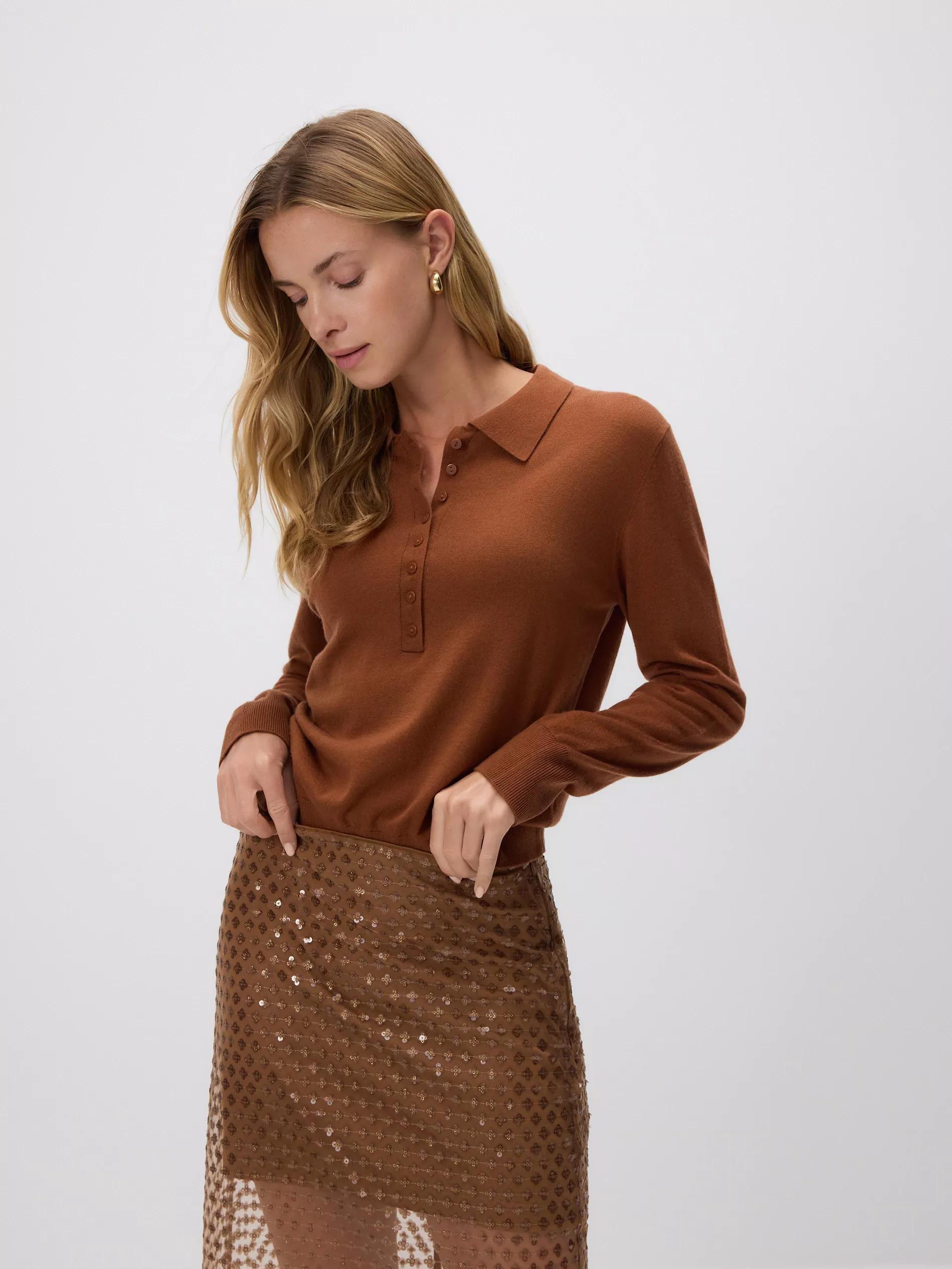 Brown Sequined Skirt, Brown, large image number 2