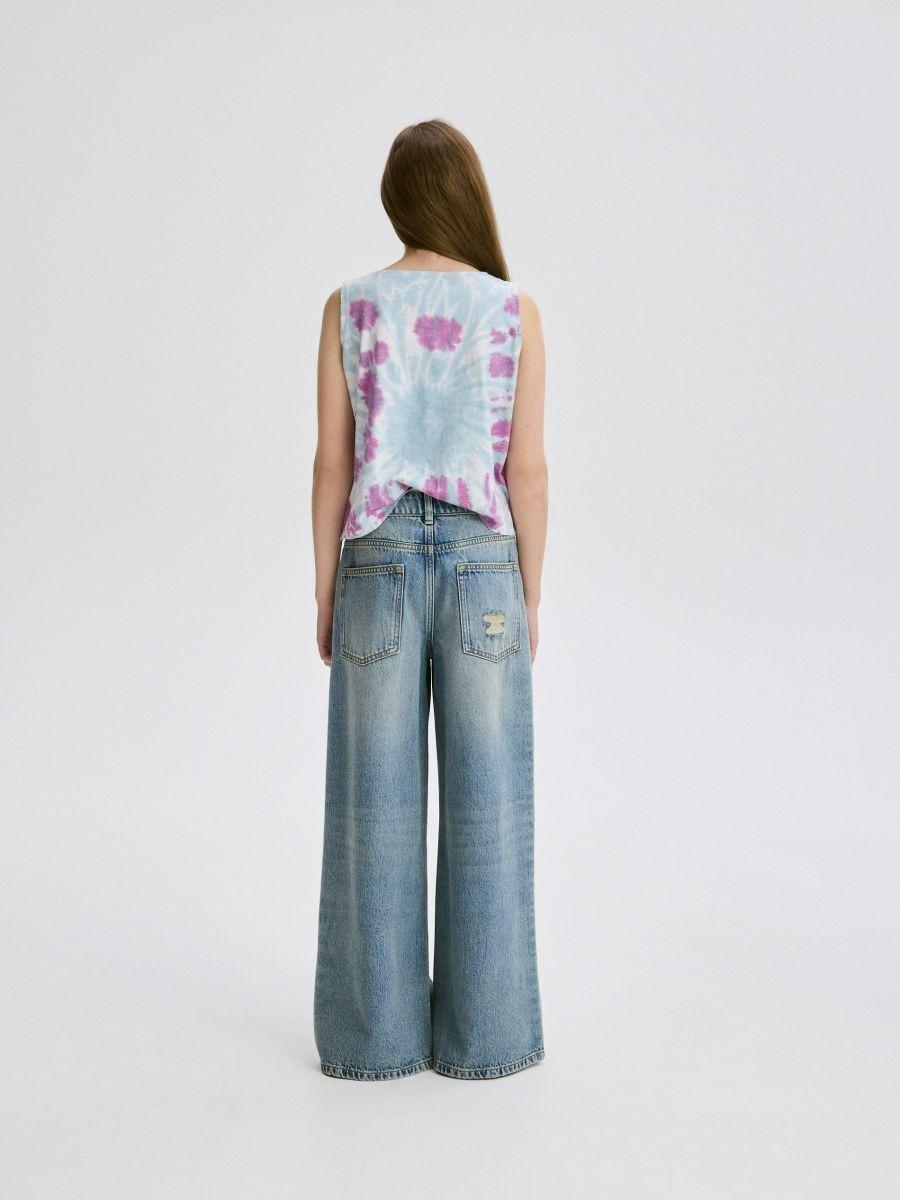 Blue Super Wide-Leg Jeans With A Used Look, , large image number 1