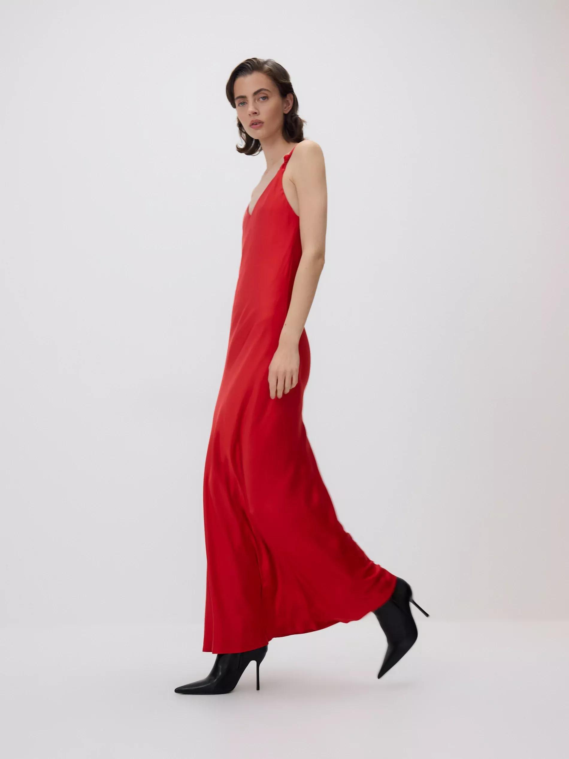 Red Cami Strap Maxi Dress, Red, large image number 0