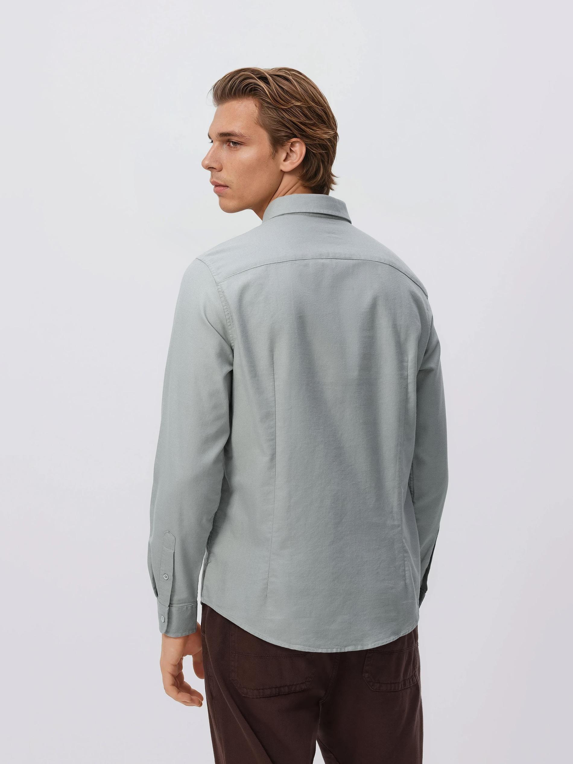 Green Slim Fit Cotton Rich Shirt, Green, medium