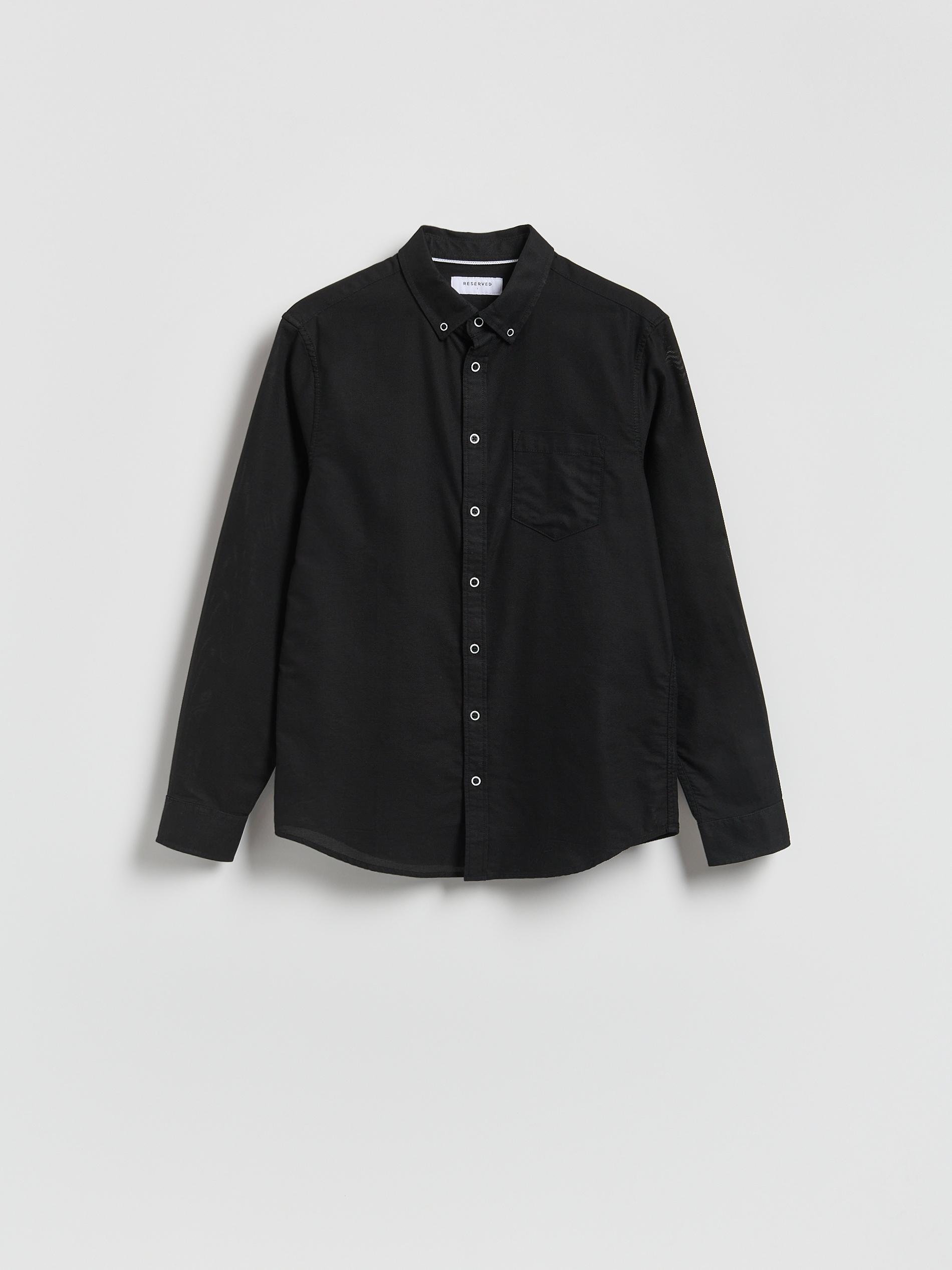 Black Slim Fit Cotton Rich Shirt, Black, large image number 3