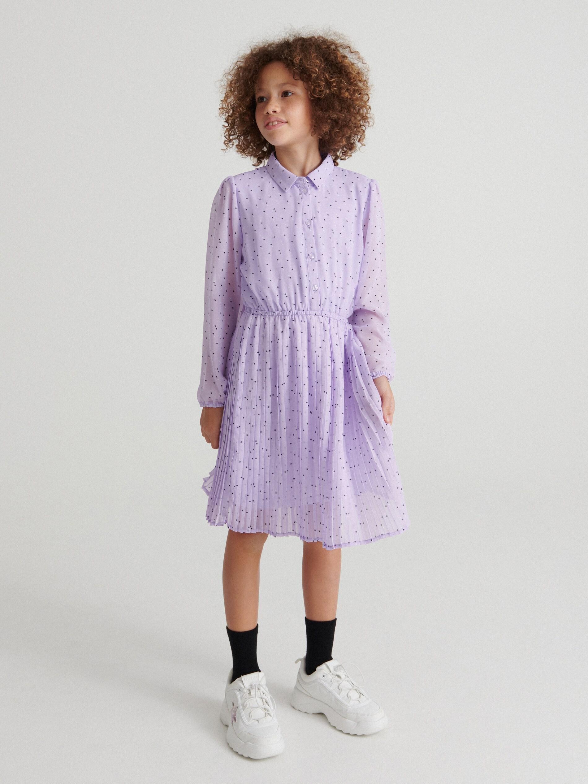 Lavender Polka Dot Dress, Kids Girl, , large image number 0