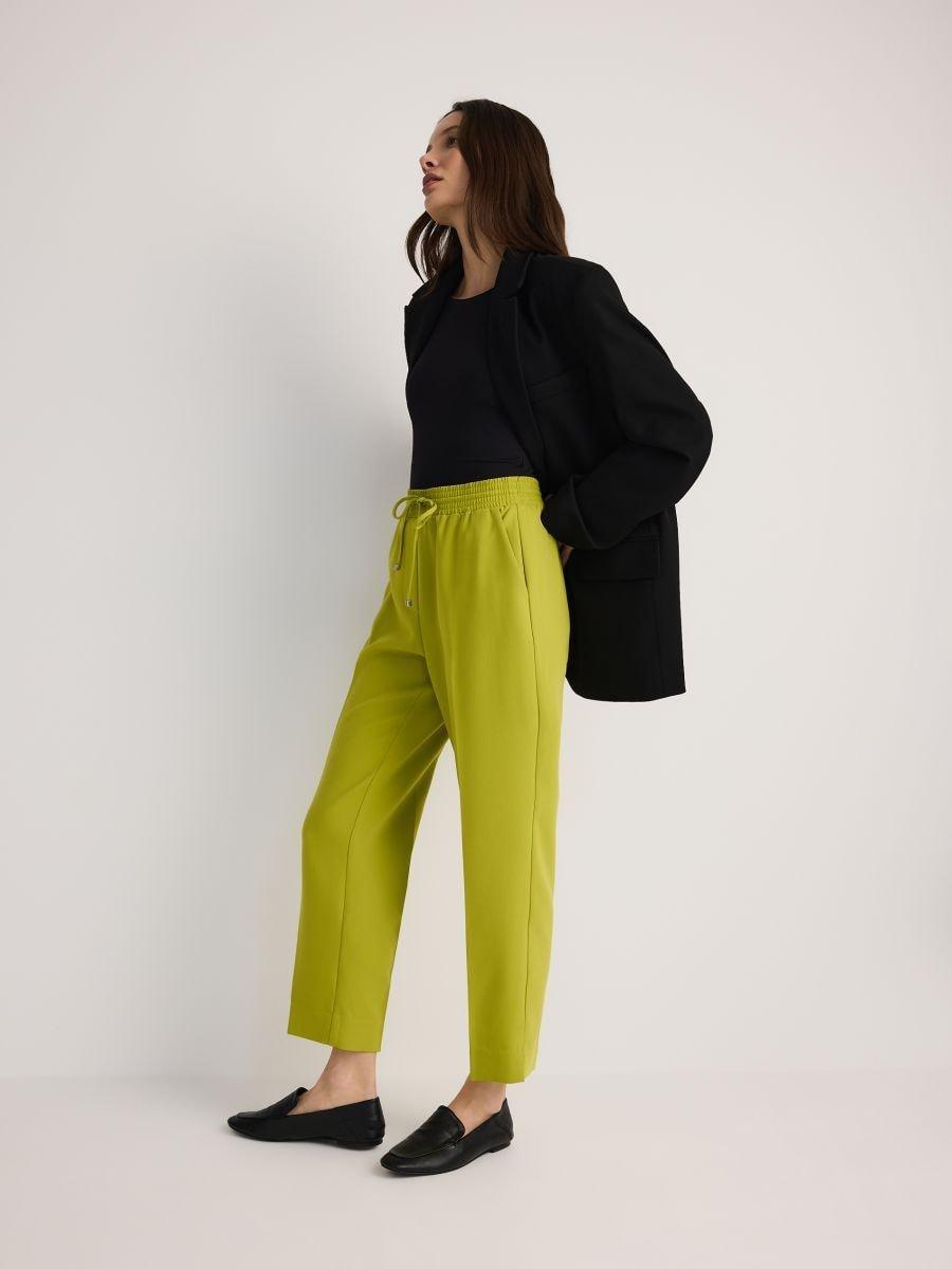 Green Viscose-Blend Jogger Trousers, Green, medium