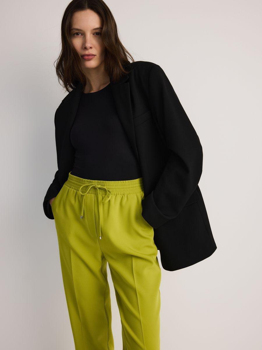 Green Viscose-Blend Jogger Trousers, Green, medium