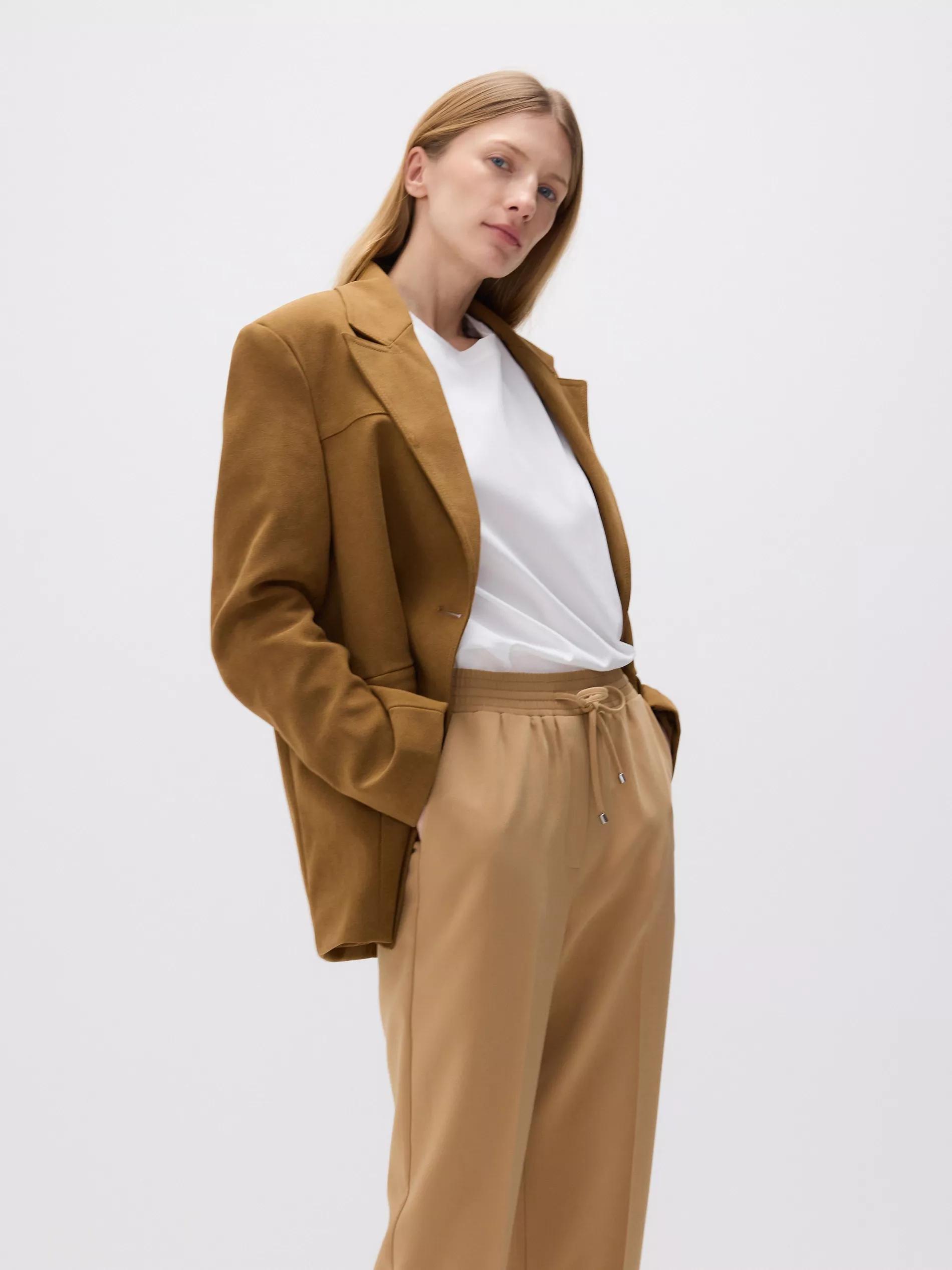 Brown Elastic Waist Trousers, , large image number 3