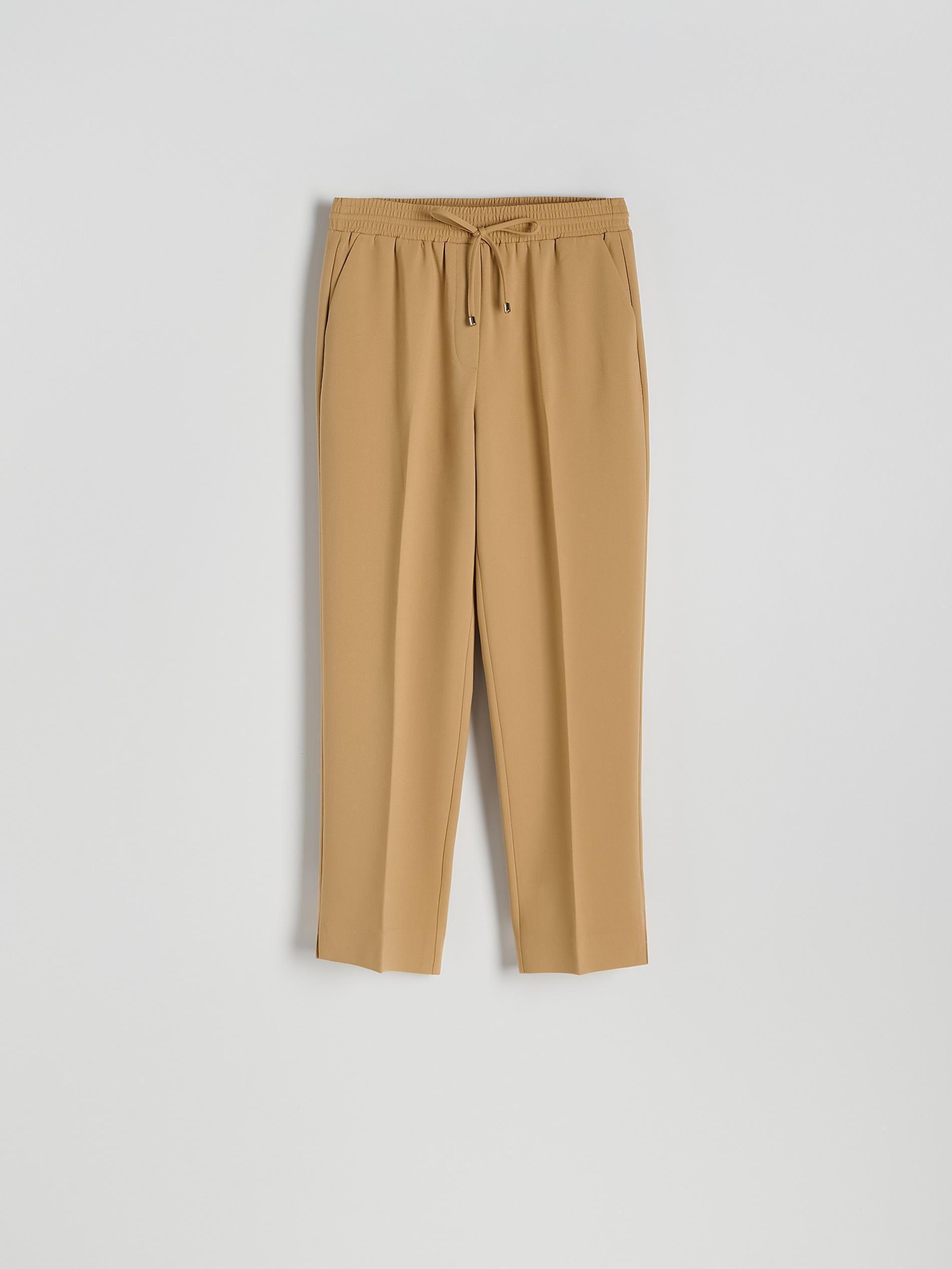 Brown Elastic Waist Trousers, , large image number 4