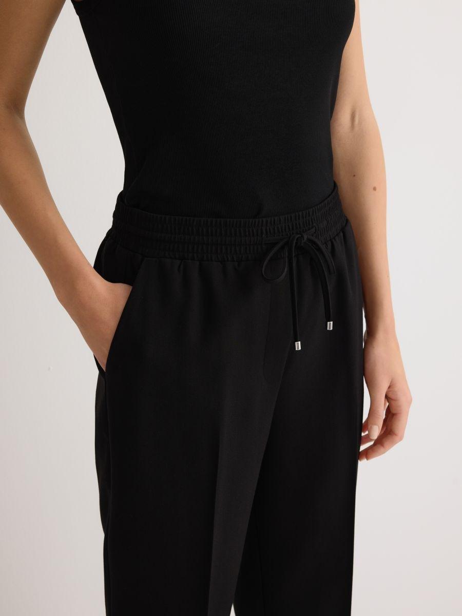 Black Viscose-Blend Jogger Trousers, Black, large image number 2