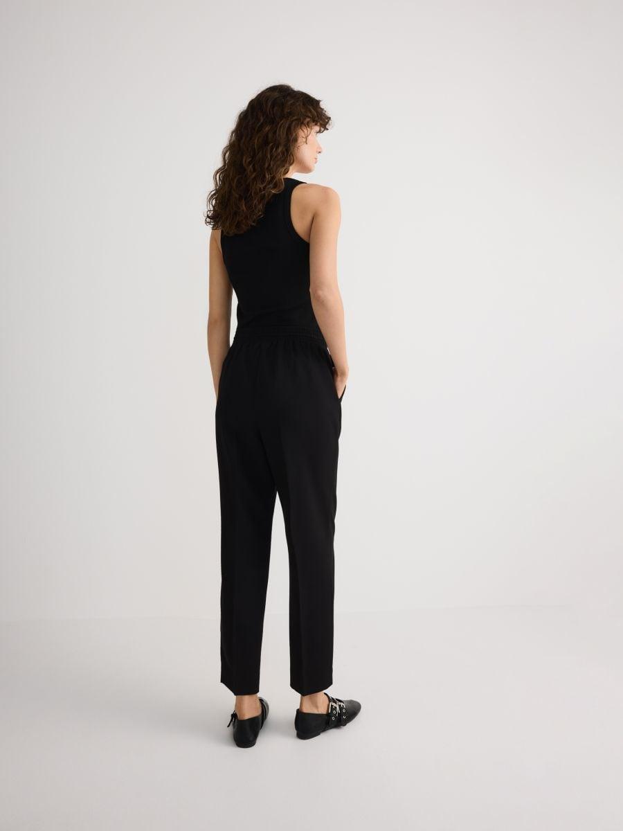 Black Viscose-Blend Jogger Trousers, Black, large image number 4