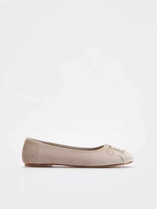 Beige Flat Shoes Ballerinas, , large image number 0