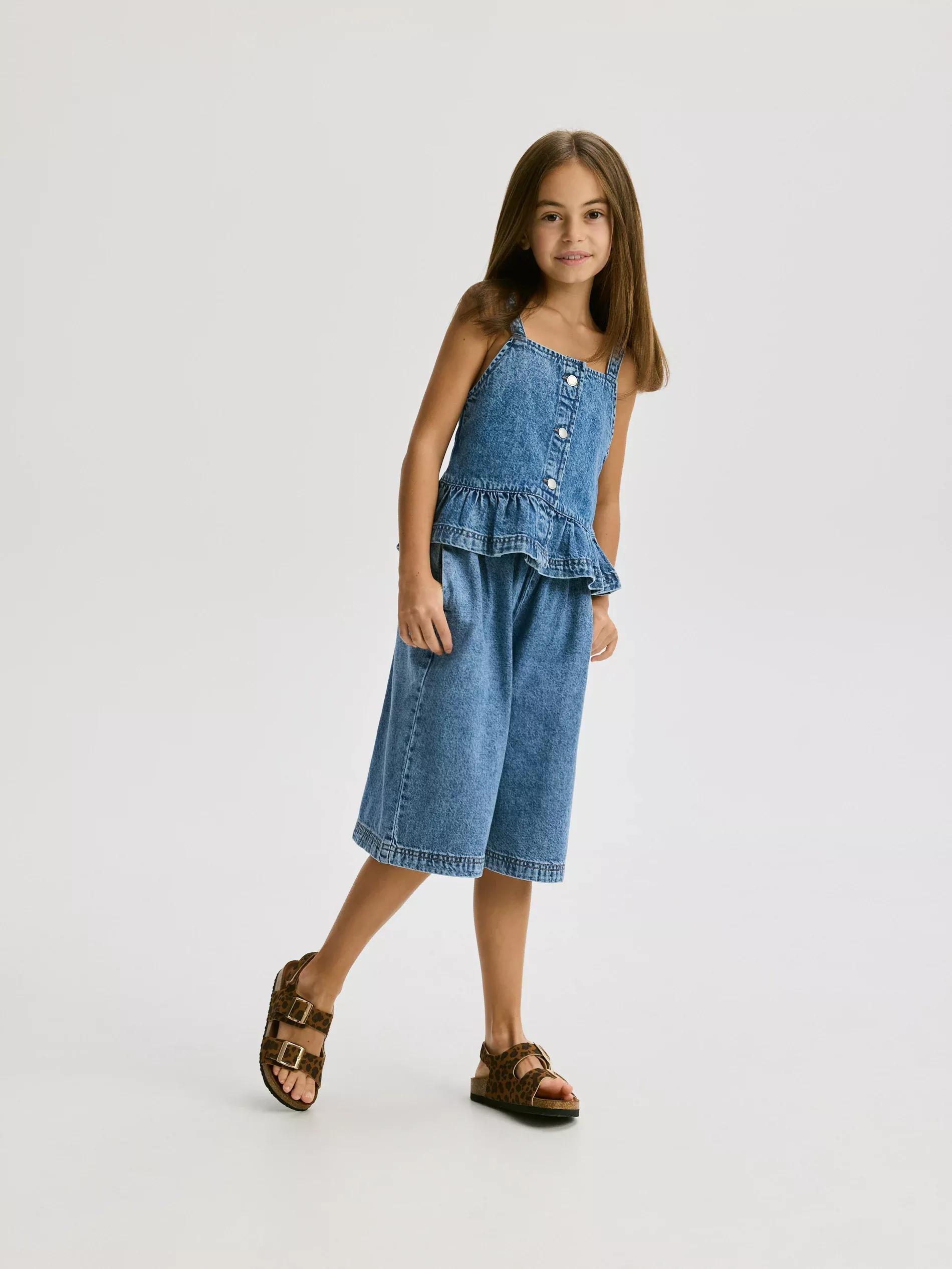 Blue Jeans Denim Top With Frill, , large image number 1