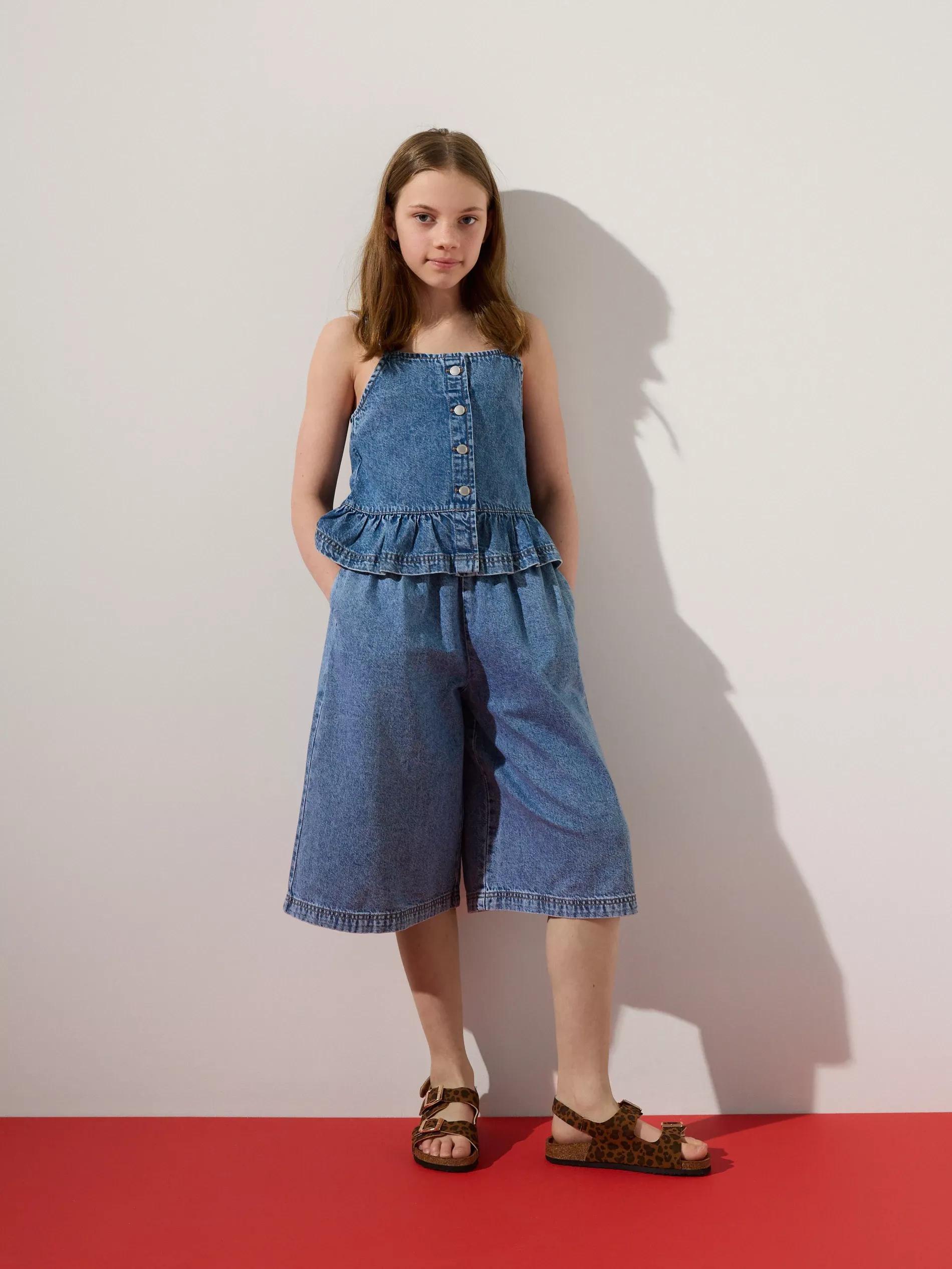 Blue Jeans Denim Top With Frill, , large image number 2