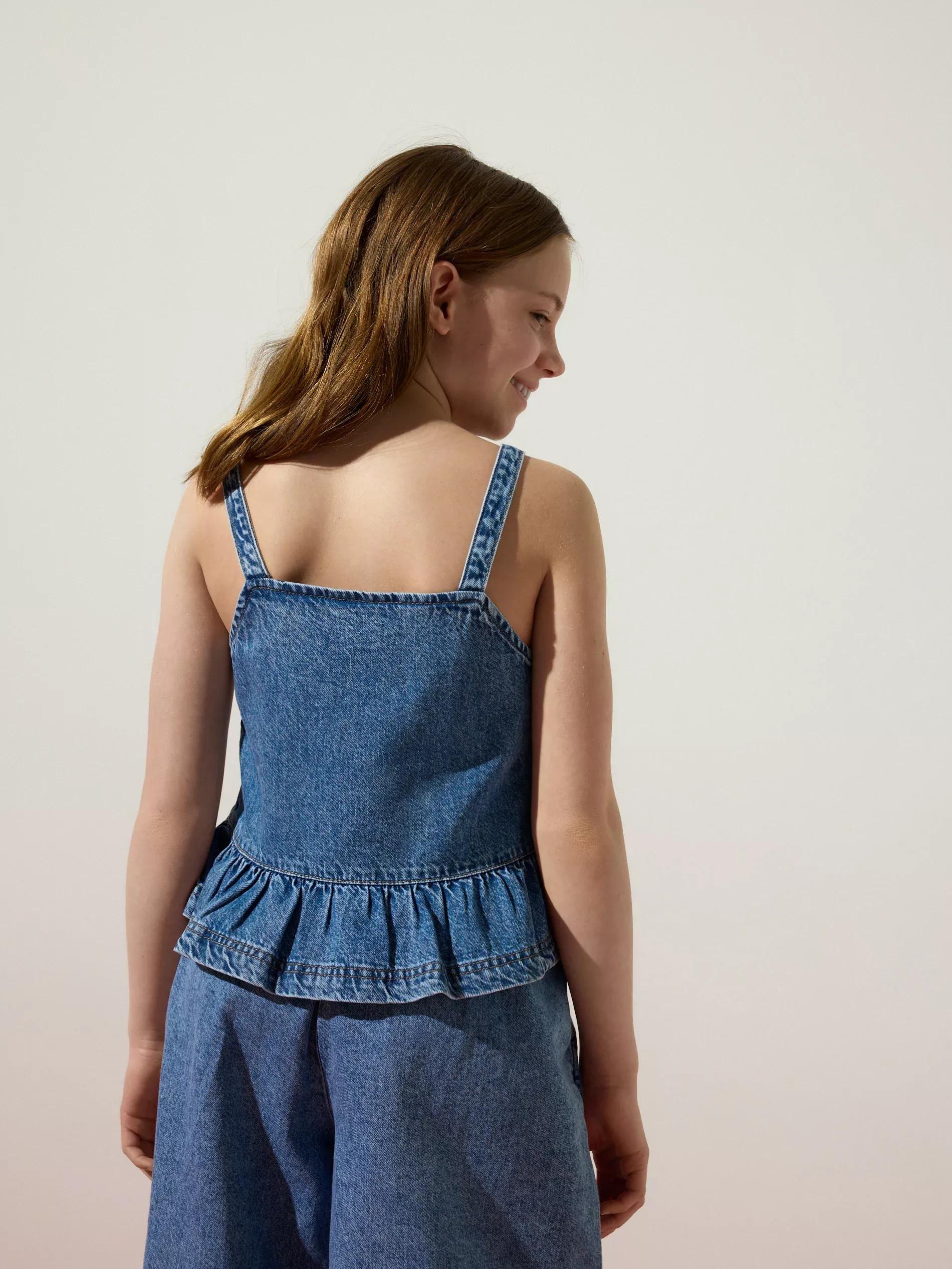 Blue Jeans Denim Top With Frill, , large image number 3