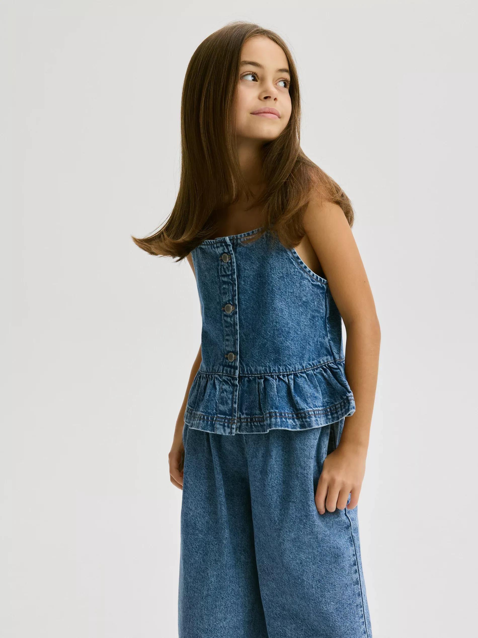 Blue Jeans Denim Top With Frill, , large image number 5