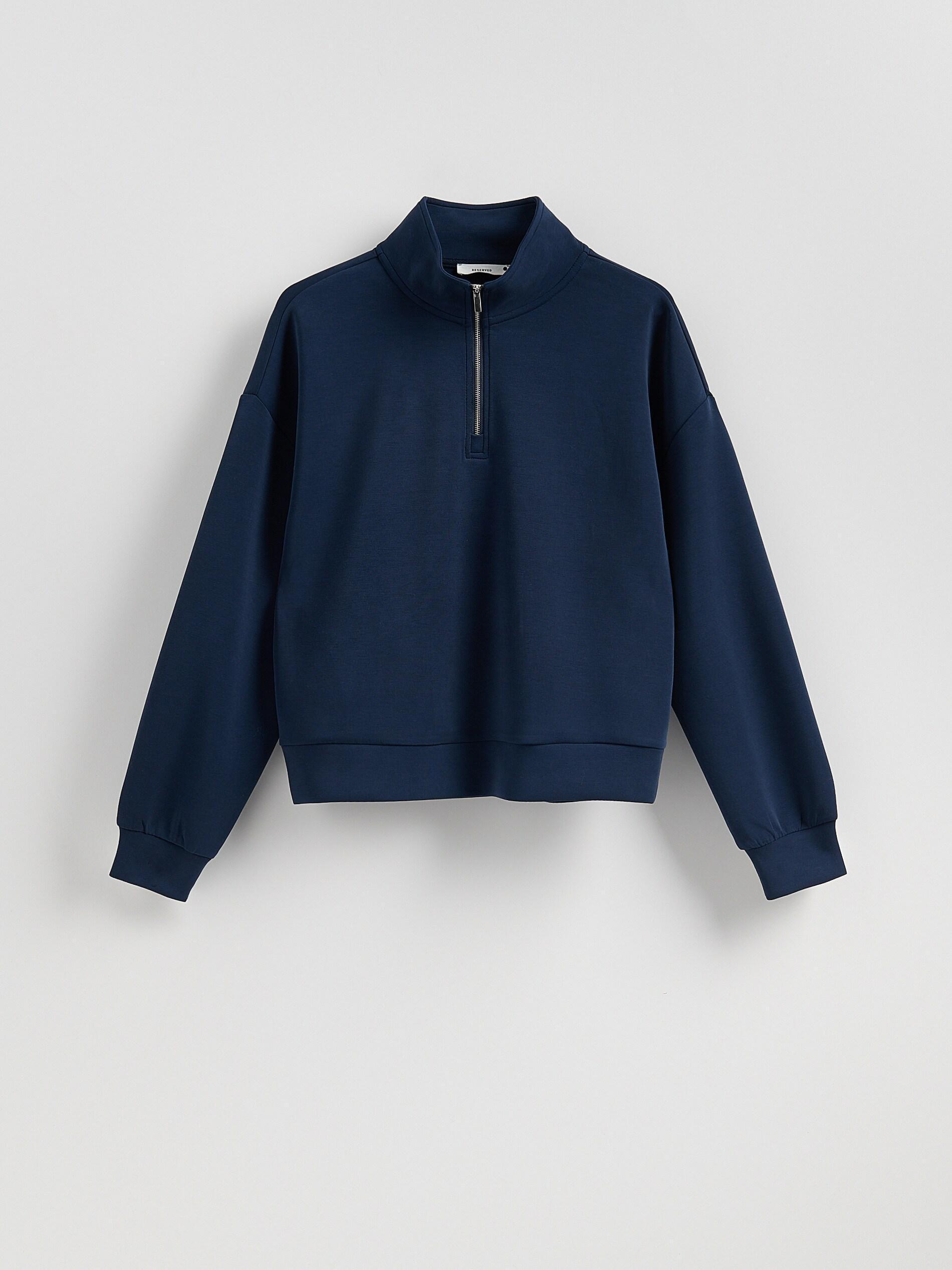 Navy Sweatshirt With Zipper, Navy, medium