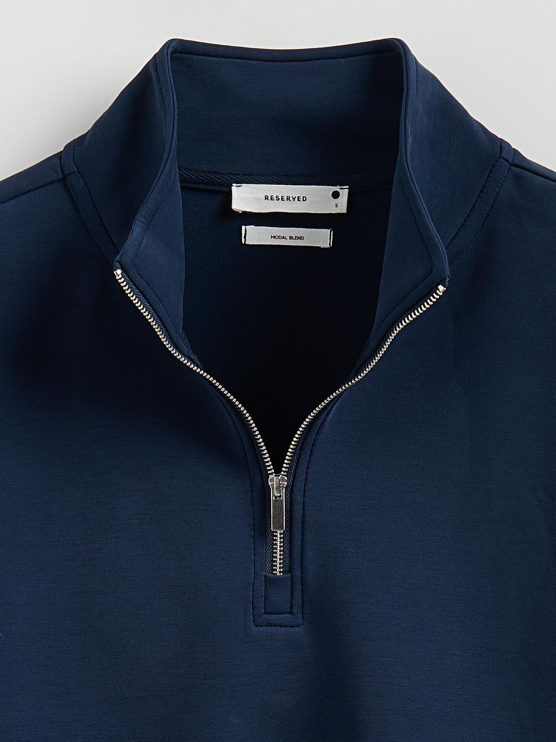 Navy Sweatshirt With Zipper, Navy, large image number 1