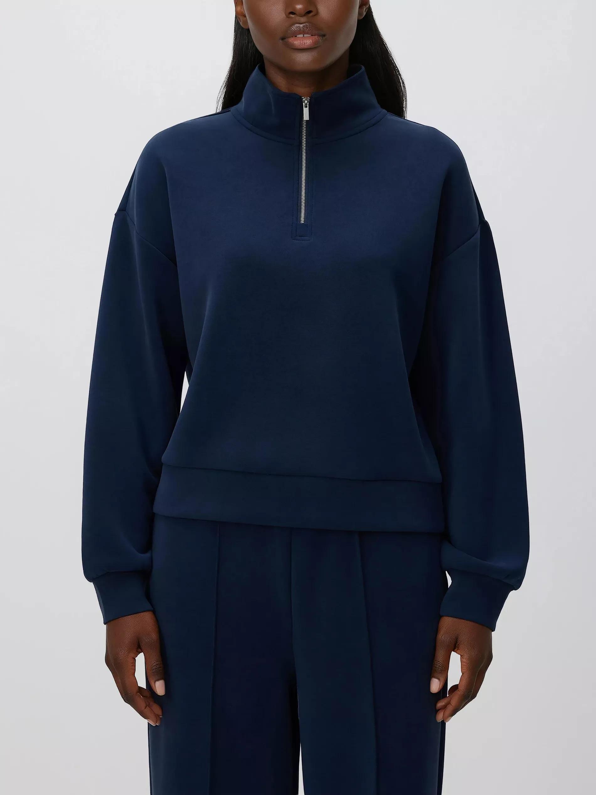 Navy Sweatshirt With Zipper, Navy, large image number 1