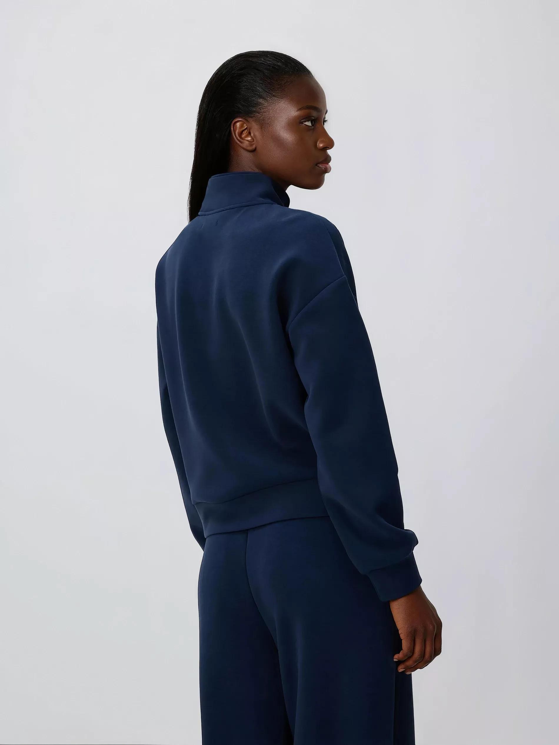 Navy Sweatshirt With Zipper, Navy, large image number 2