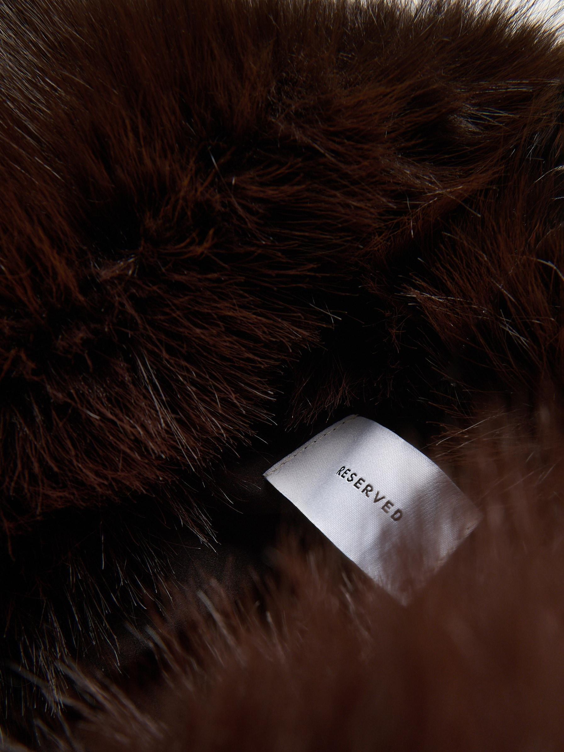 Brown Cropped Faux Fur Jacket, Brown, large image number 4