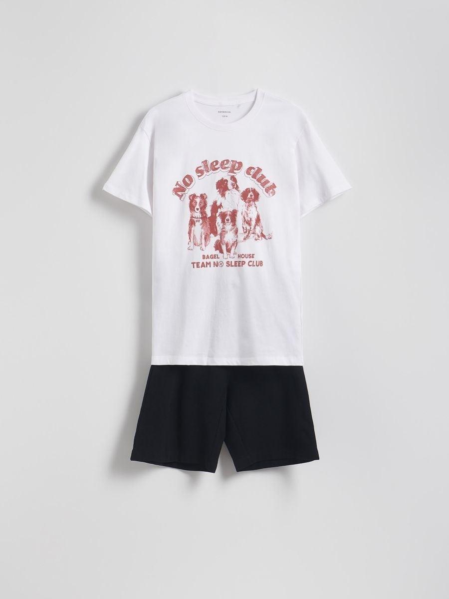 White Two-Piece Printed Pajama Set, , large image number 0