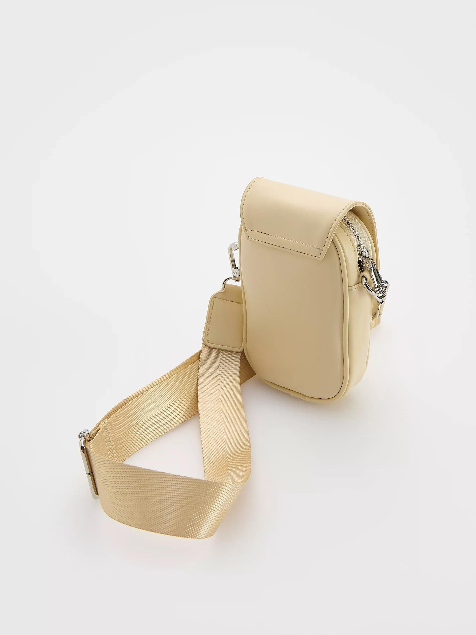 Cream Mini Purse With Shoulder Strap And Flap, Ivory, large image number 1