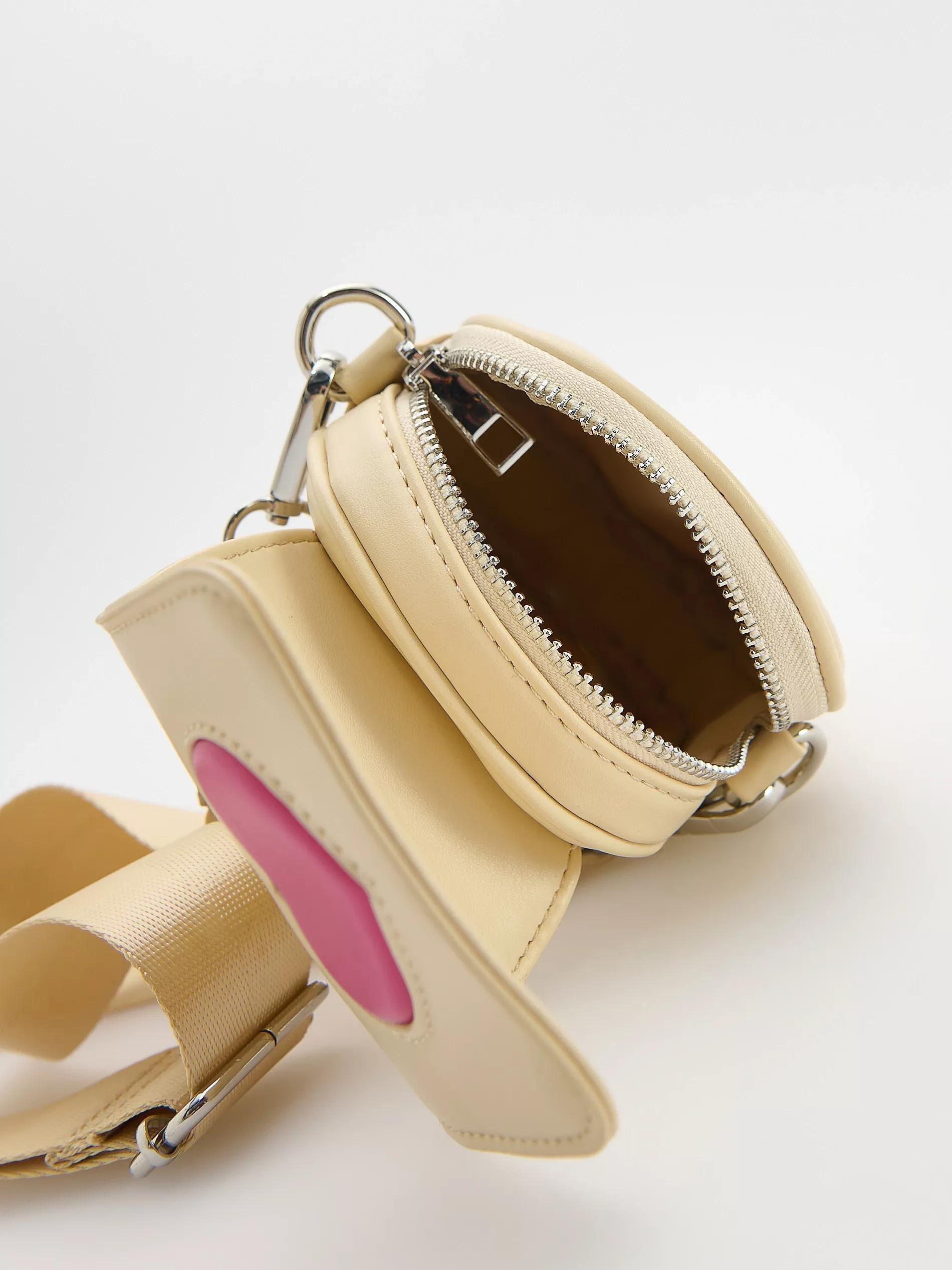 Cream Mini Purse With Shoulder Strap And Flap, Ivory, large image number 2