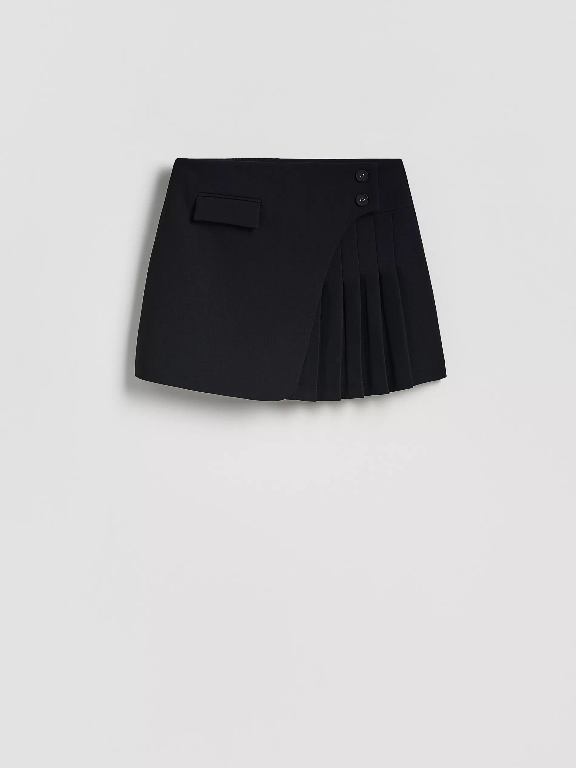 Black Pleated Mini Skirt, Black, large image number 0