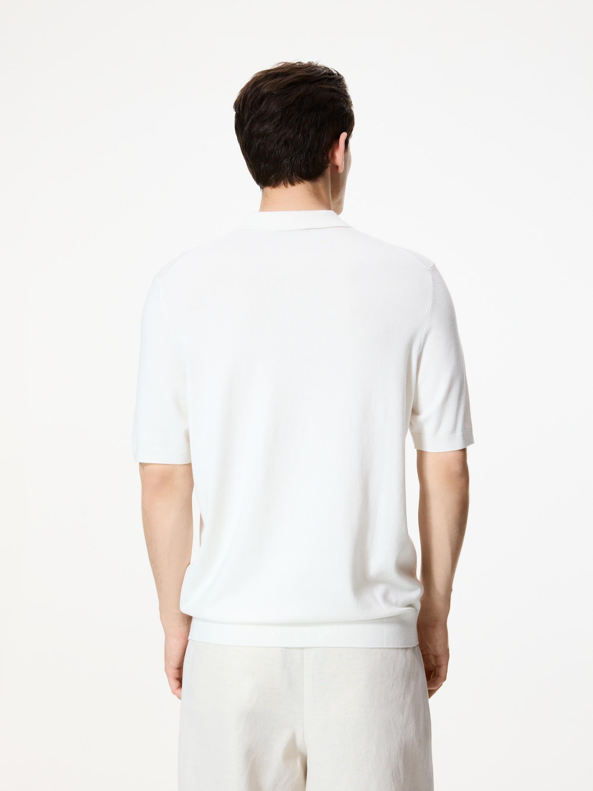 White Viscose Rich Polo Jumper, White, large image number 3