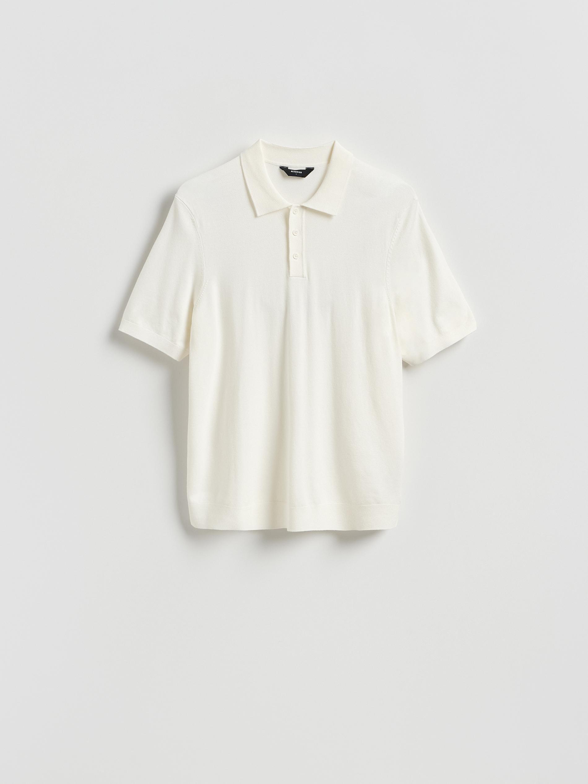 White Viscose Rich Polo Jumper, White, large image number 4
