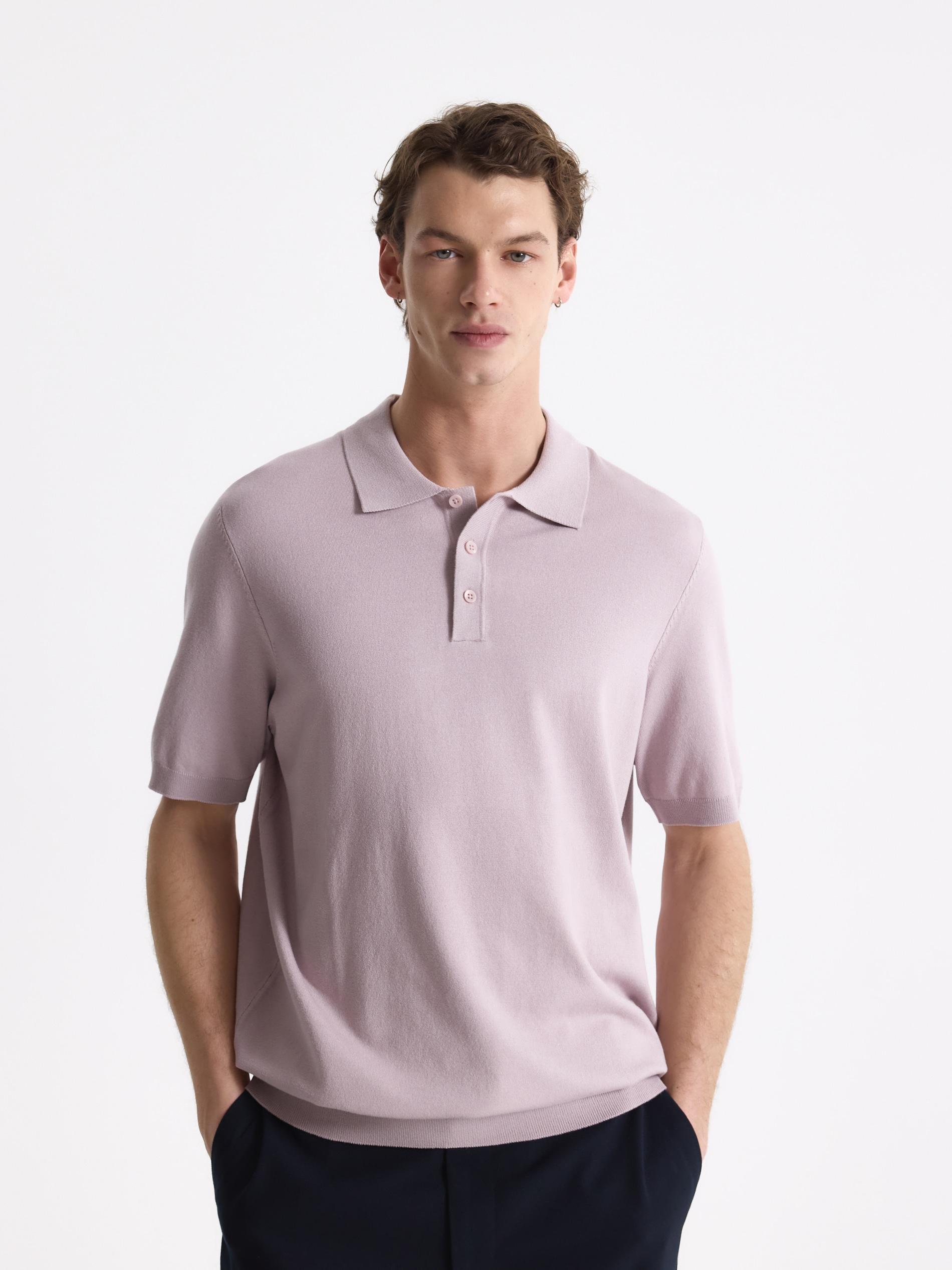 Pink Viscose Rich Polo Jumper, Pink, large image number 1
