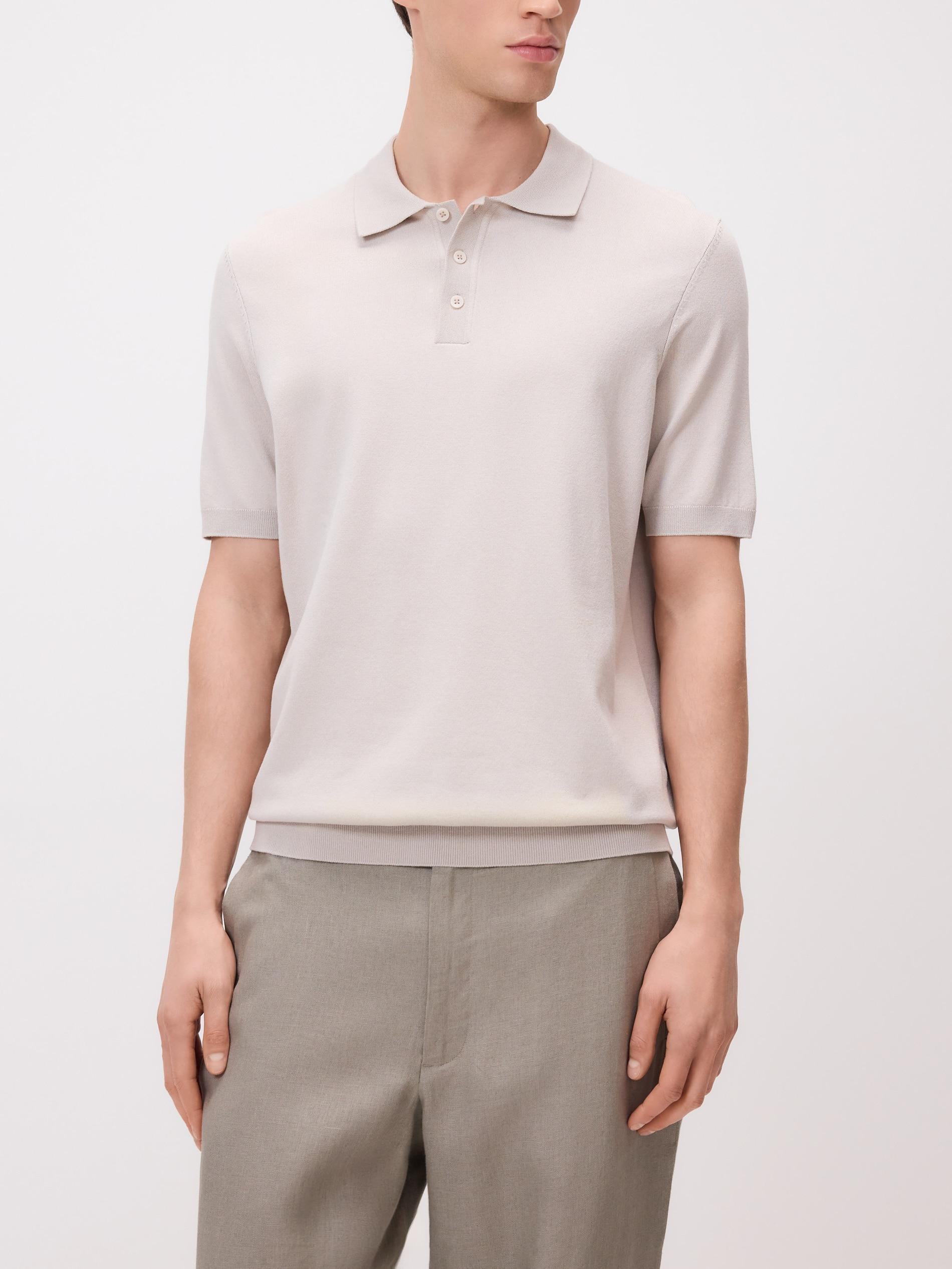 Beige Viscose Rich Polo Jumper, Beige, large image number 1