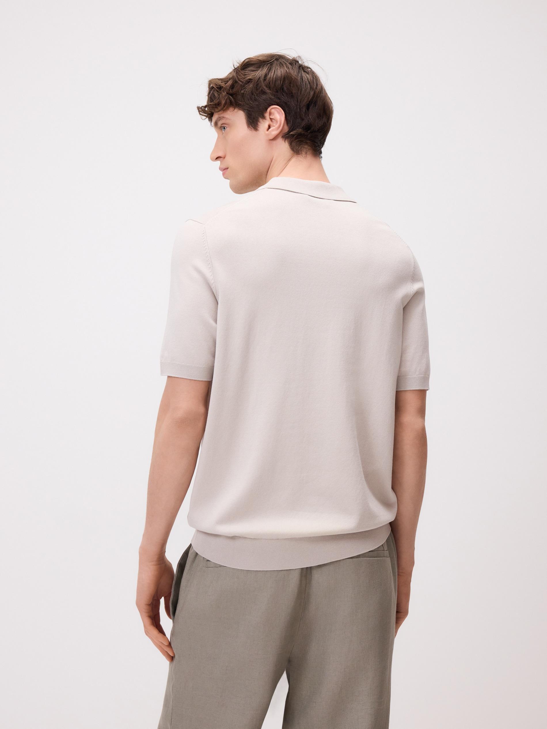 Beige Viscose Rich Polo Jumper, Beige, large image number 3