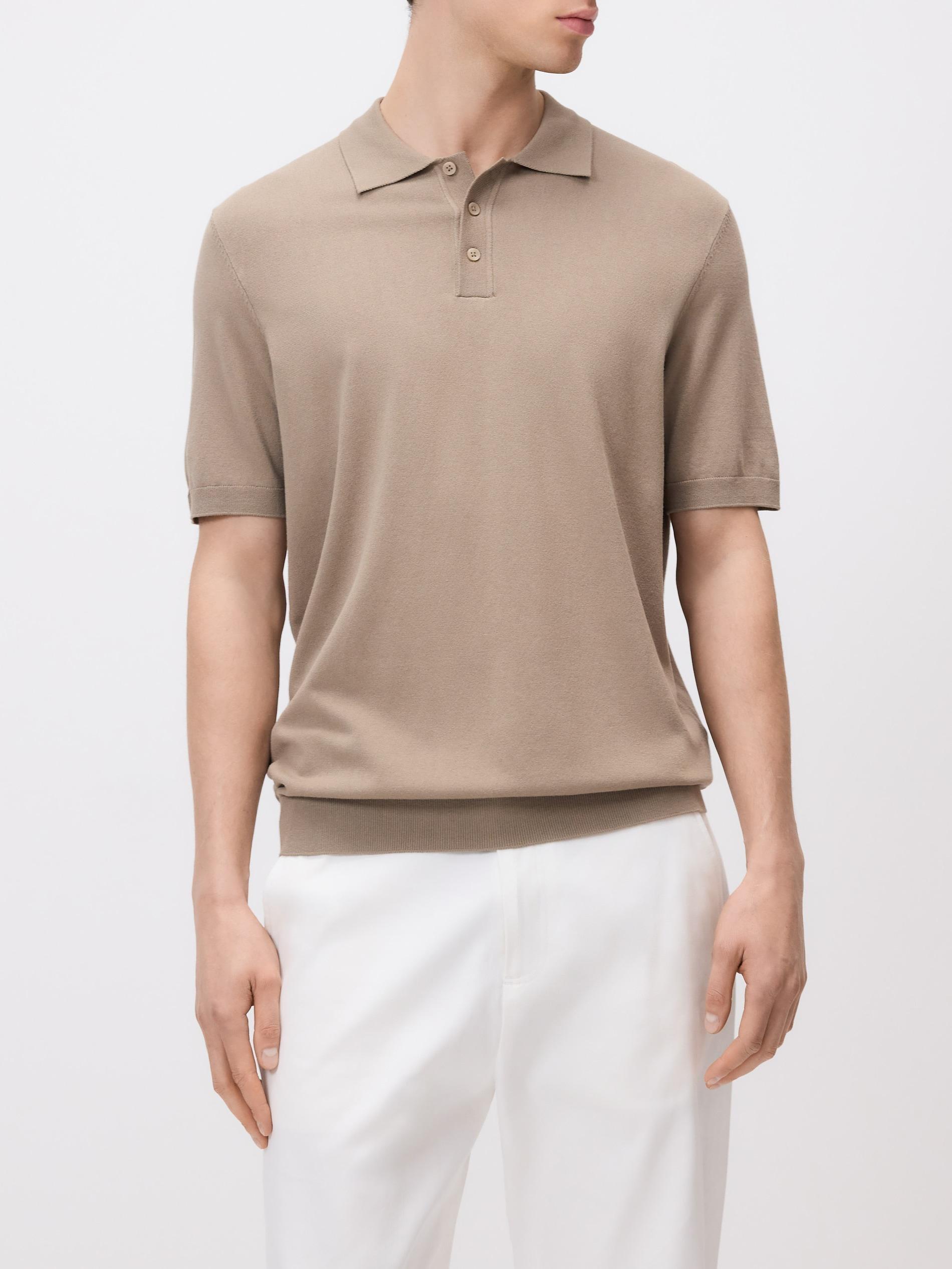Beige Viscose Rich Polo Jumper, Beige, large image number 1