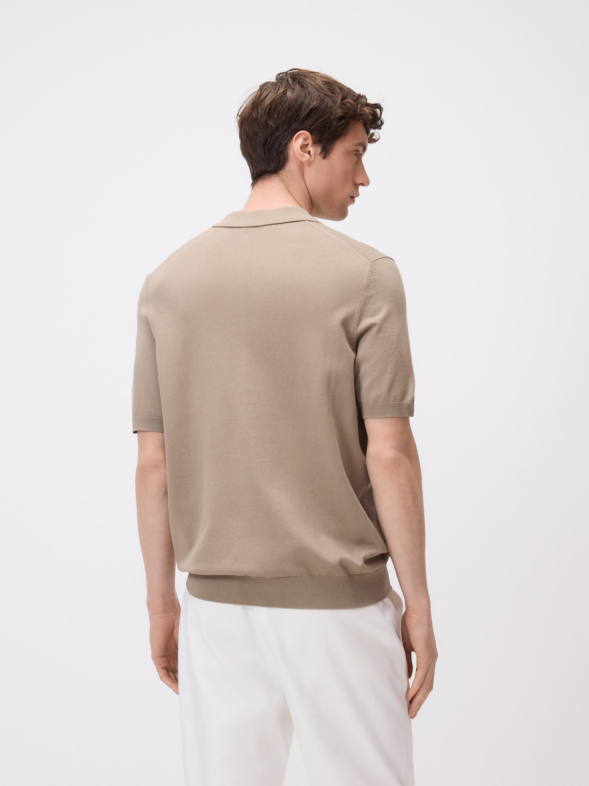 Beige Viscose Rich Polo Jumper, Beige, large image number 3