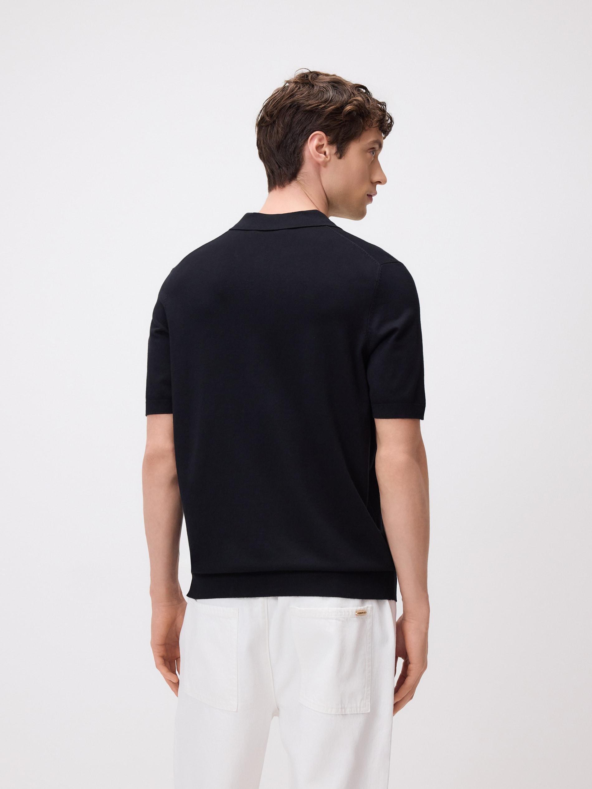 Black Viscose Rich Polo Jumper, Black, large image number 3