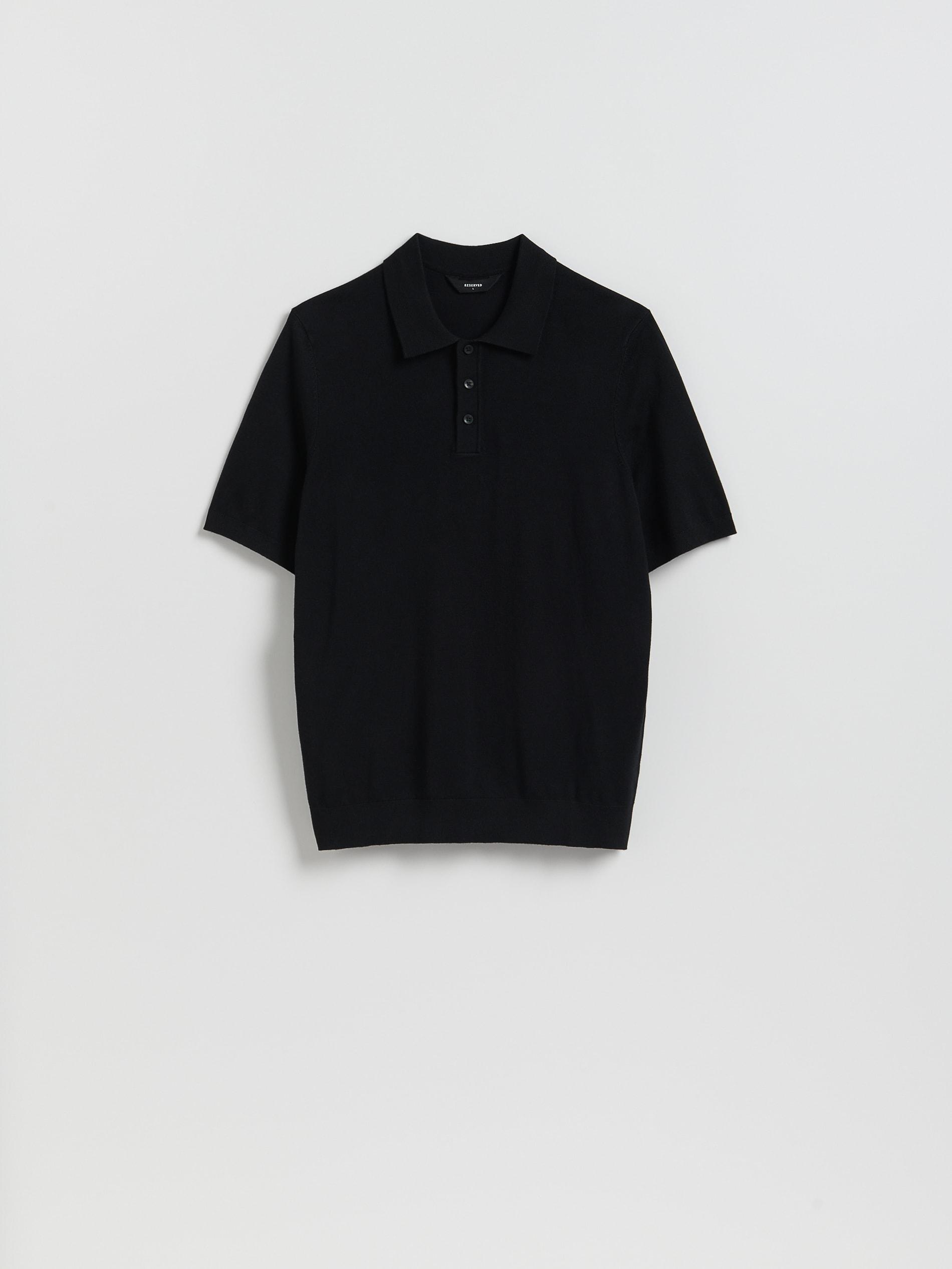 Black Viscose Rich Polo Jumper, Black, large image number 4