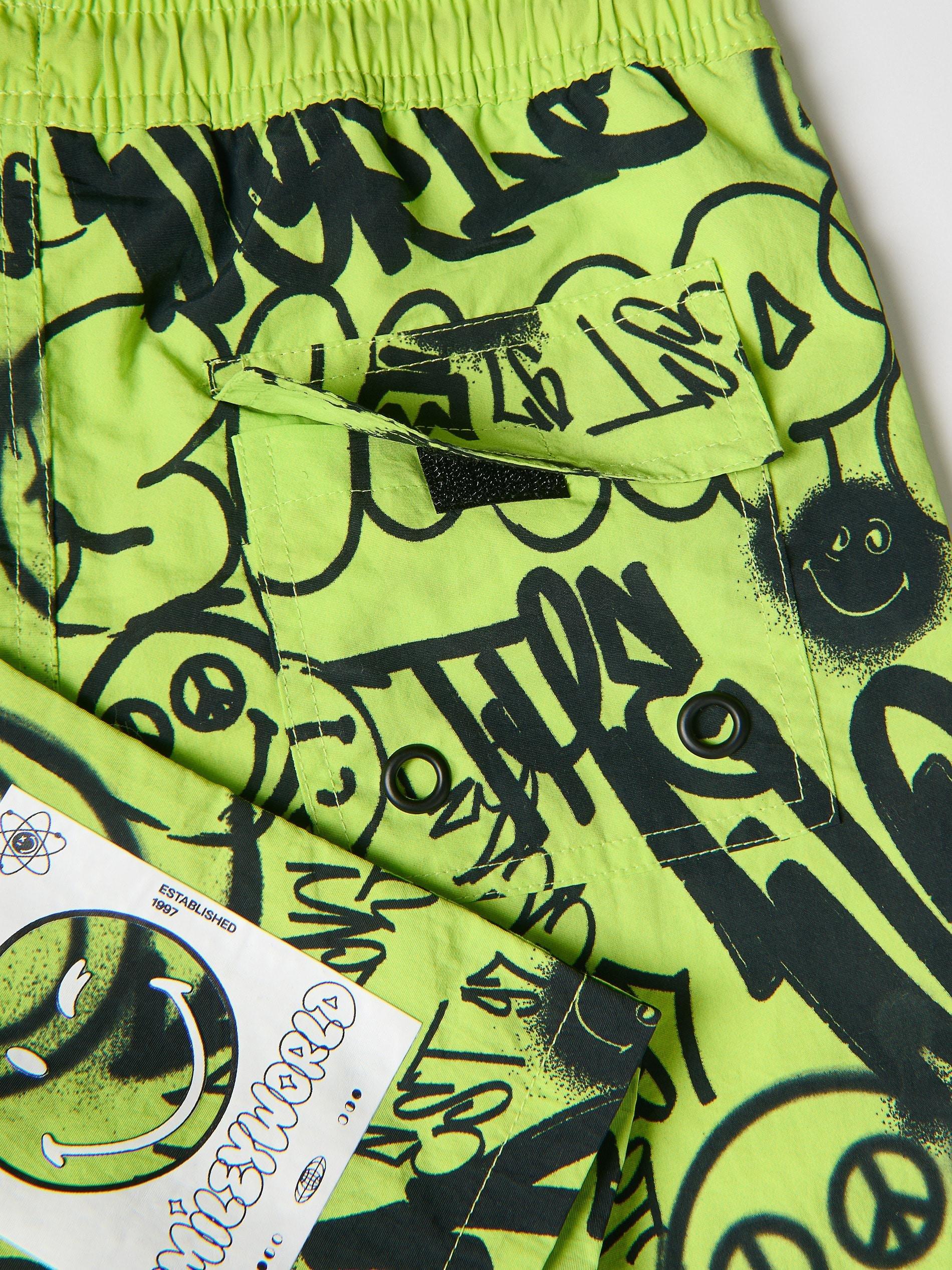 Yellow Green Smileyworld Swim Shorts, Green, large image number 1