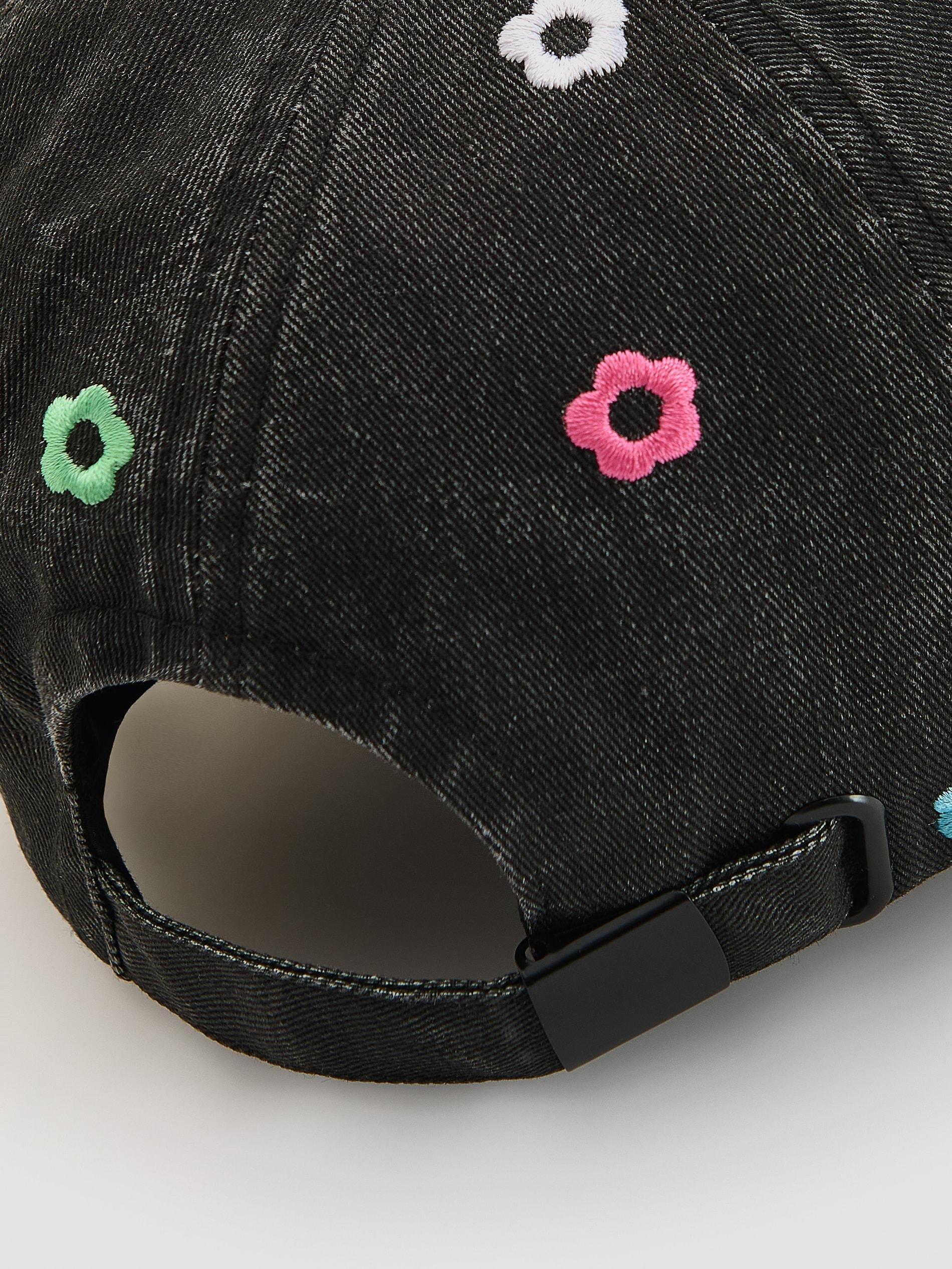 Black Floral Cap, Black, large image number 2