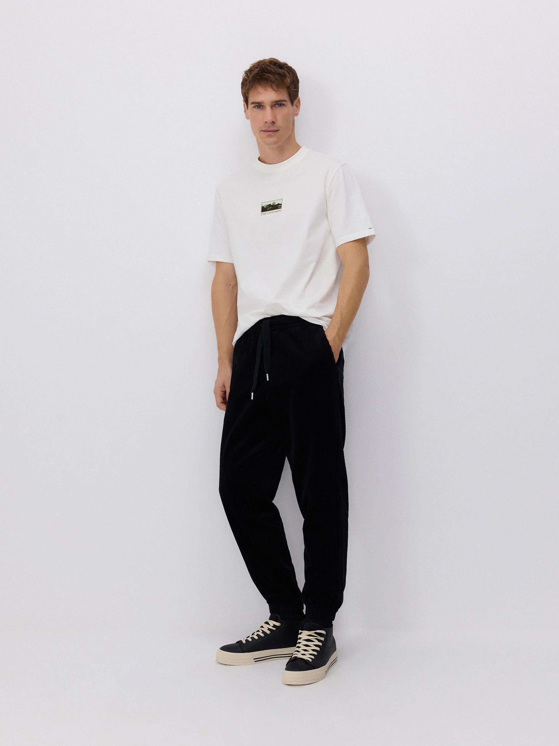 Black Corduroy Joggers, , large image number 1