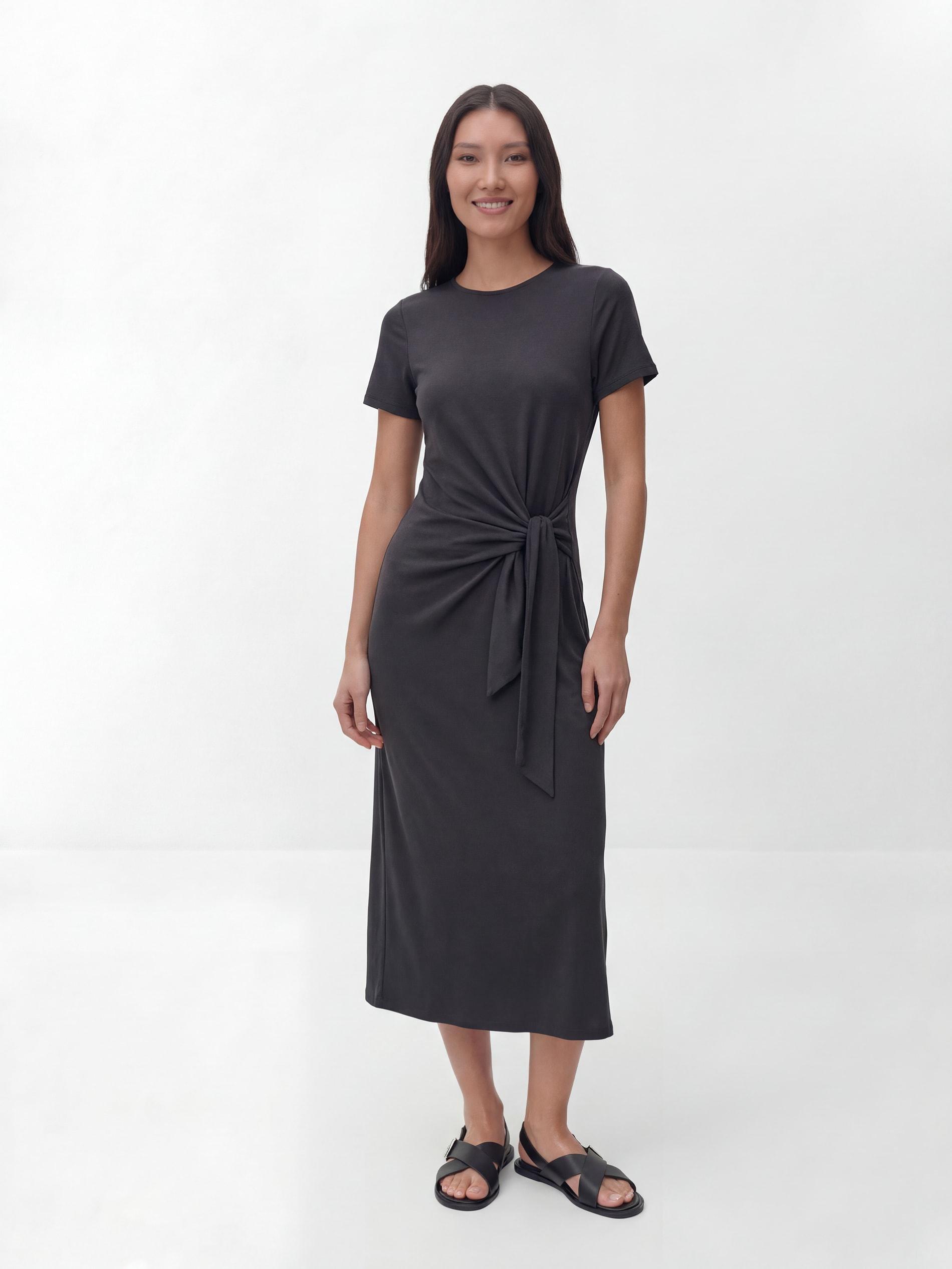Grey Modal Rich Midi Dress, Grey, large image number 3