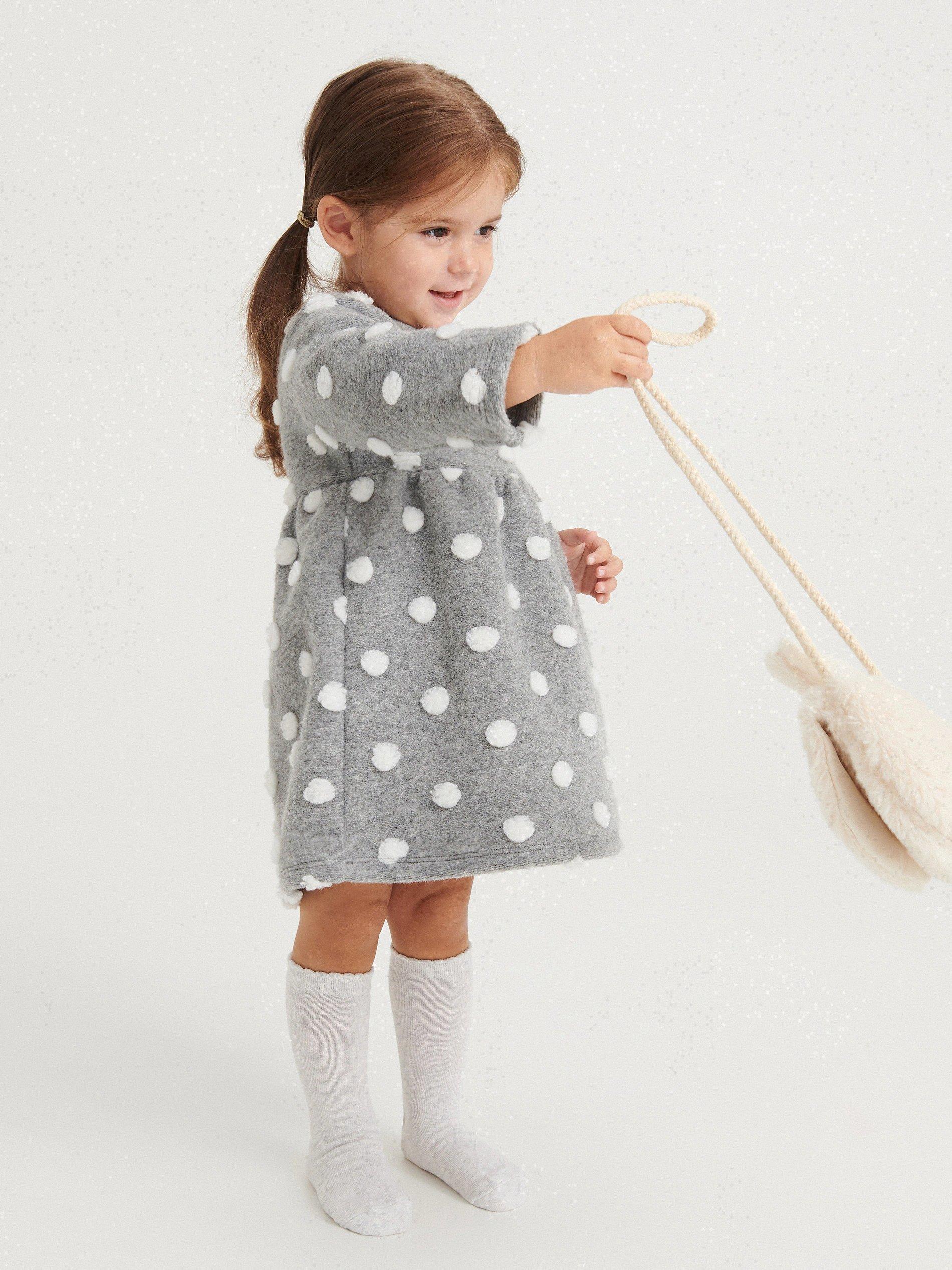 Light Grey Polka Dot Dress, Kids Girl, , large image number 2