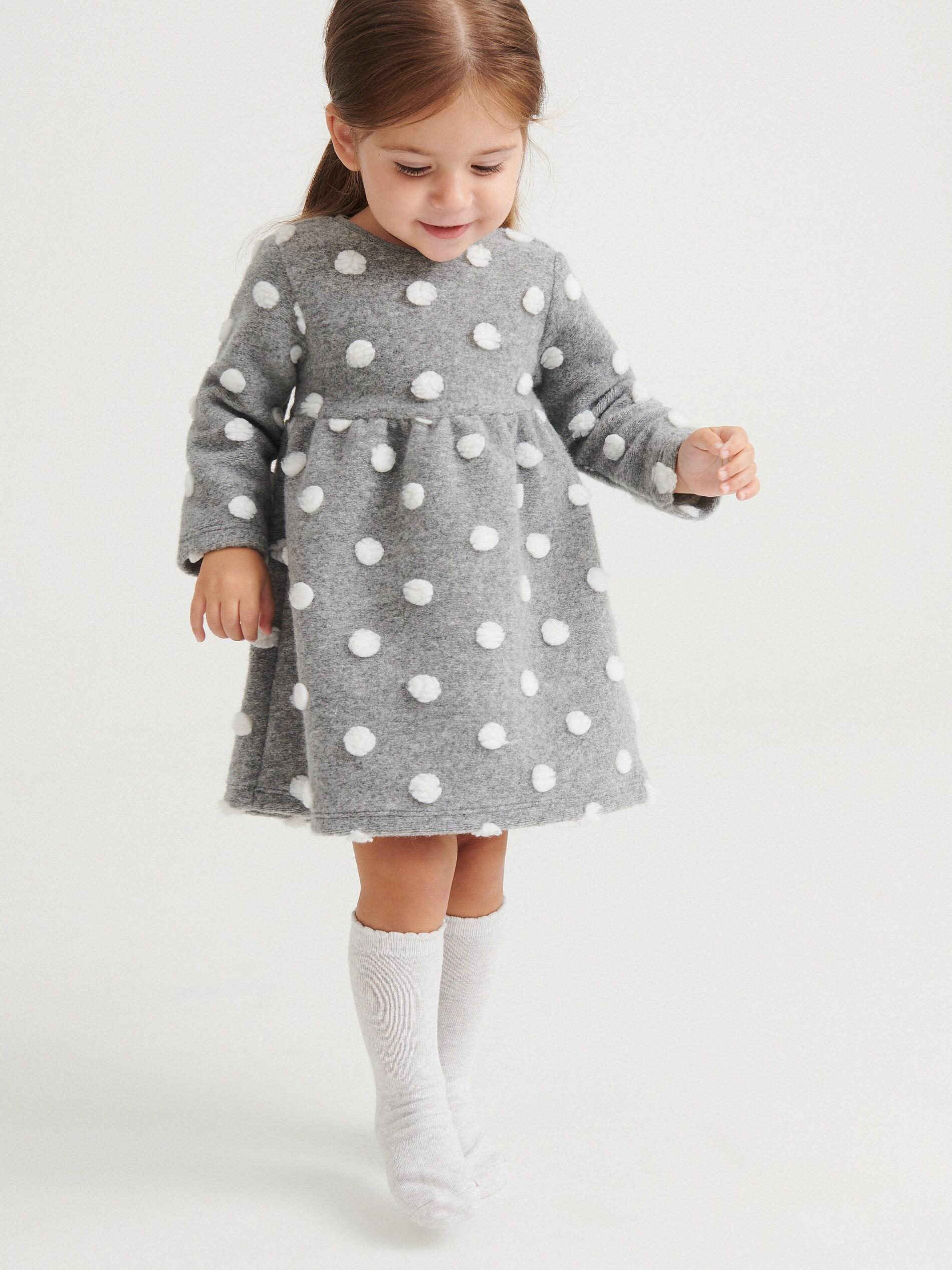 Light Grey Polka Dot Dress, Kids Girl, , large image number 3